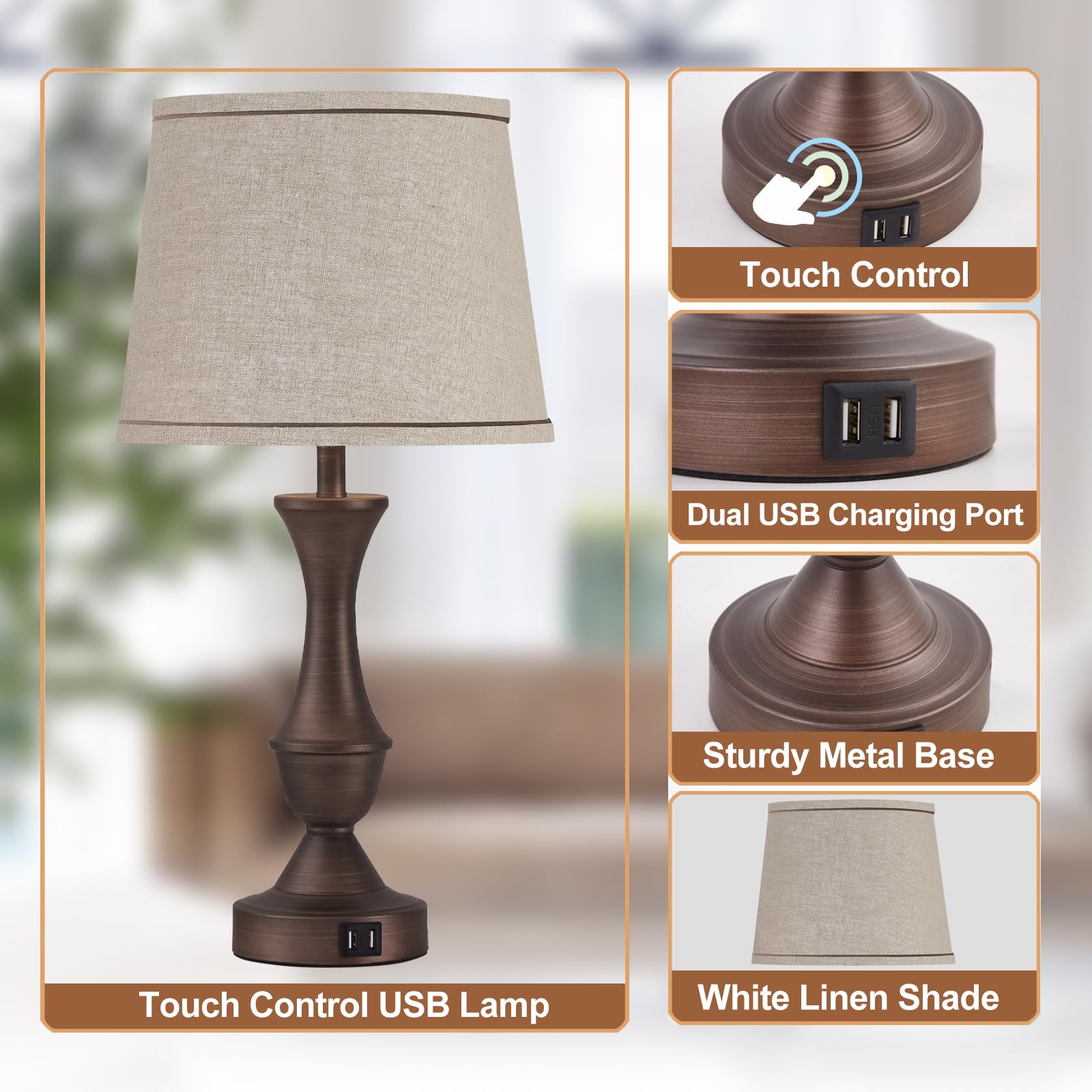 2-Pack Touch Control Table Lamps - 22