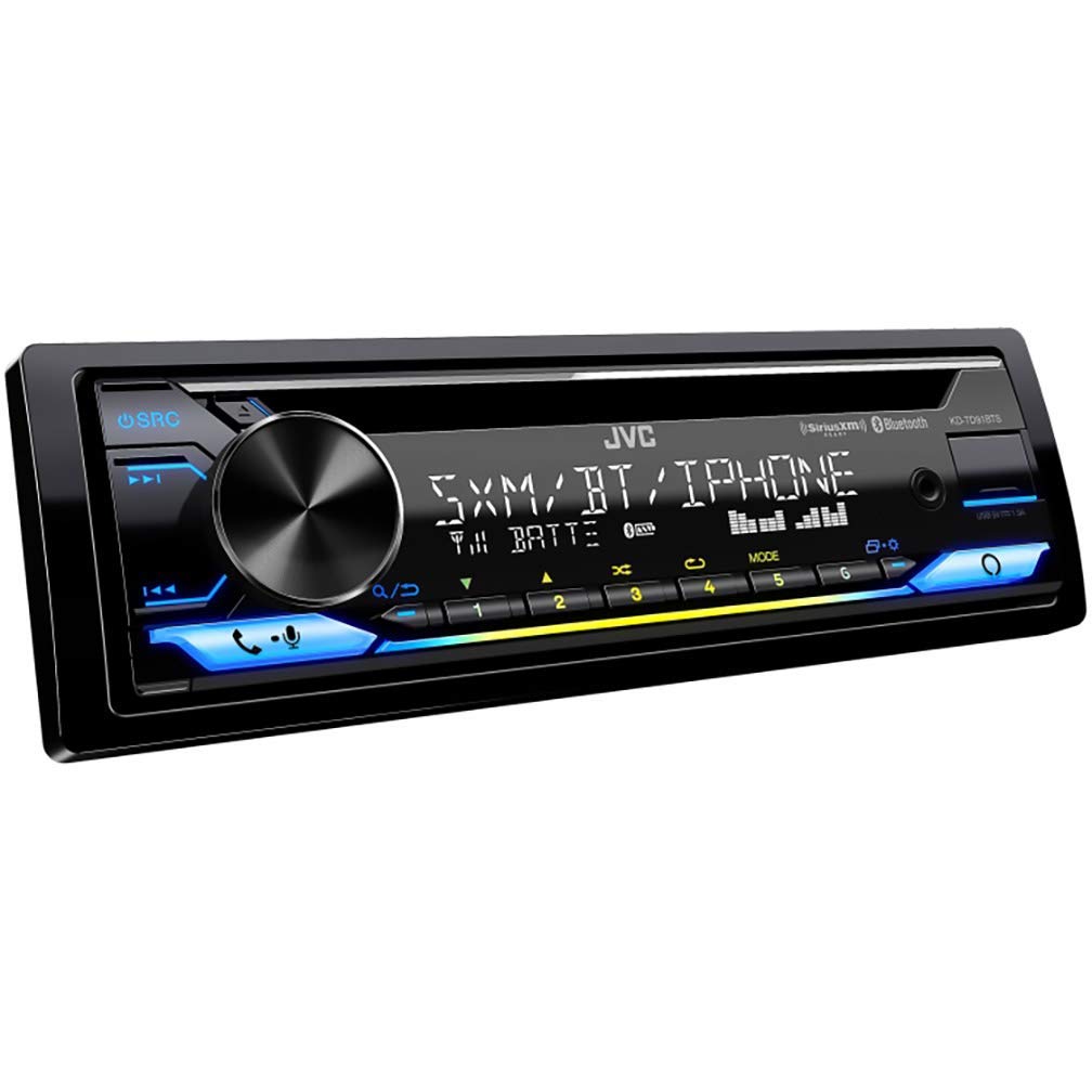 JVC KD-TD91BTS Single DIN Bluetooth Car Stereo Receiver with USB Port, 2-Line LCD Display, AM/FM Radio, CD/MP3 Player & 13-Band EQ - Amazon Alexa Enabled (Black) | Perfect for Hands-Free Calling, Music Streaming & Enhanced Car Audio Experience