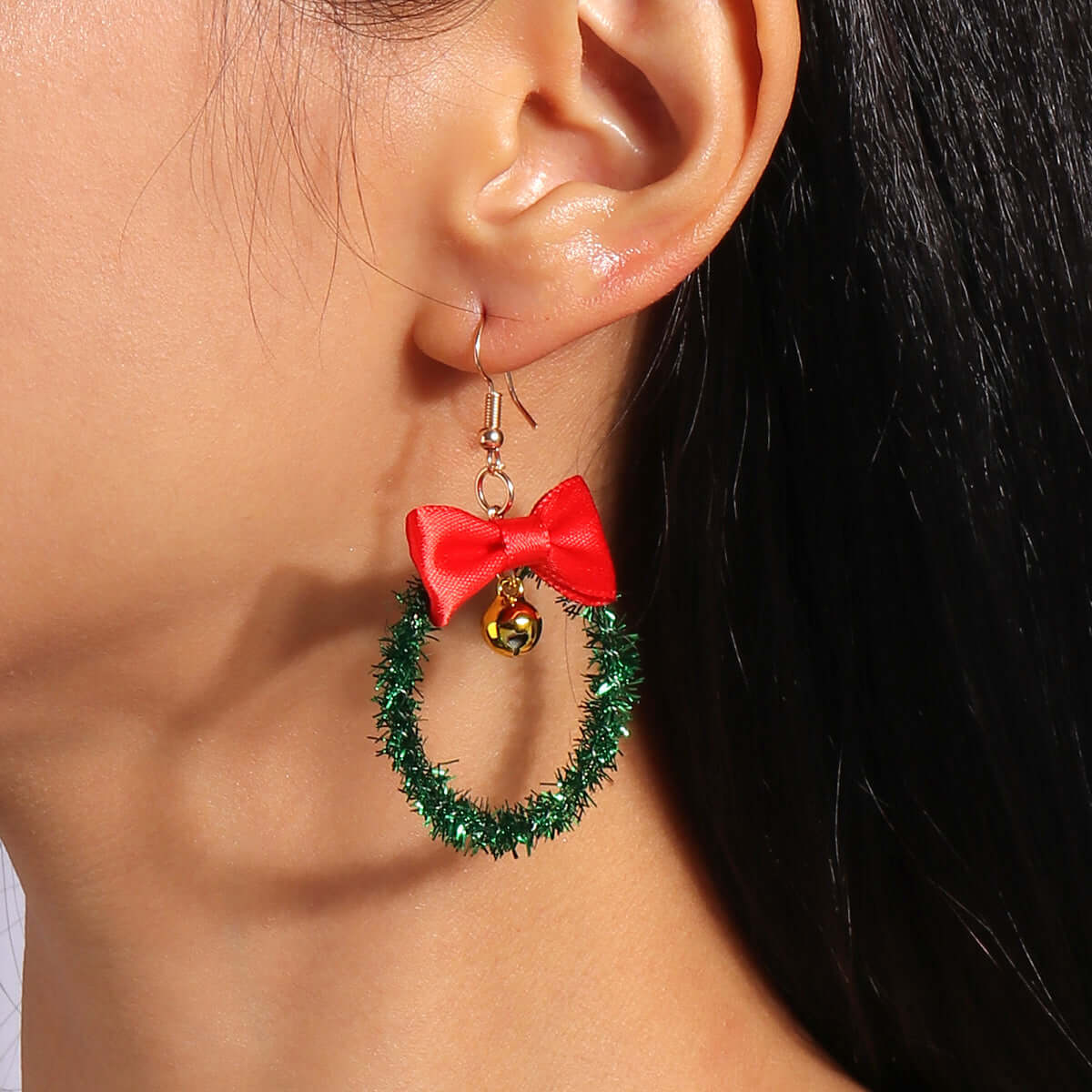 Whimsical Color Bead Christmas Wreath Drop Earrings | Handwoven Bohemian Dangle Earrings for Women | Perfect for Holiday Parties, Festive Gatherings & Gift Giving