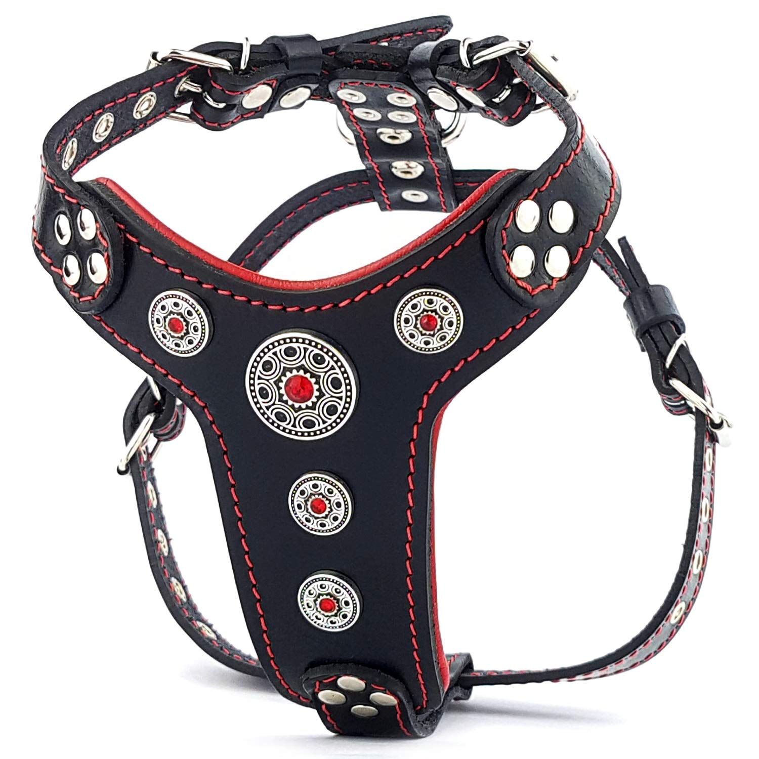 Bestia Bijou Genuine Leather Studded Dog Harness for Small to Medium Breeds - Durable & Stylish Pet Accessory for Walking, Training, and Outdoor Adventures
