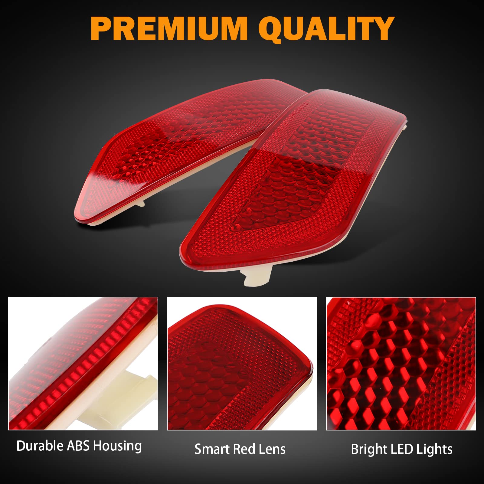 Jeep Grand Cherokee 2012-2018 & Dodge Journey 2012-2020 Rear Bumper Reflector Light - Red LED Replacement (Left & Right) Compatible with Part #57010720AC, 57010721AC - Perfect for Night Driving Safety & Enhanced Visibility
