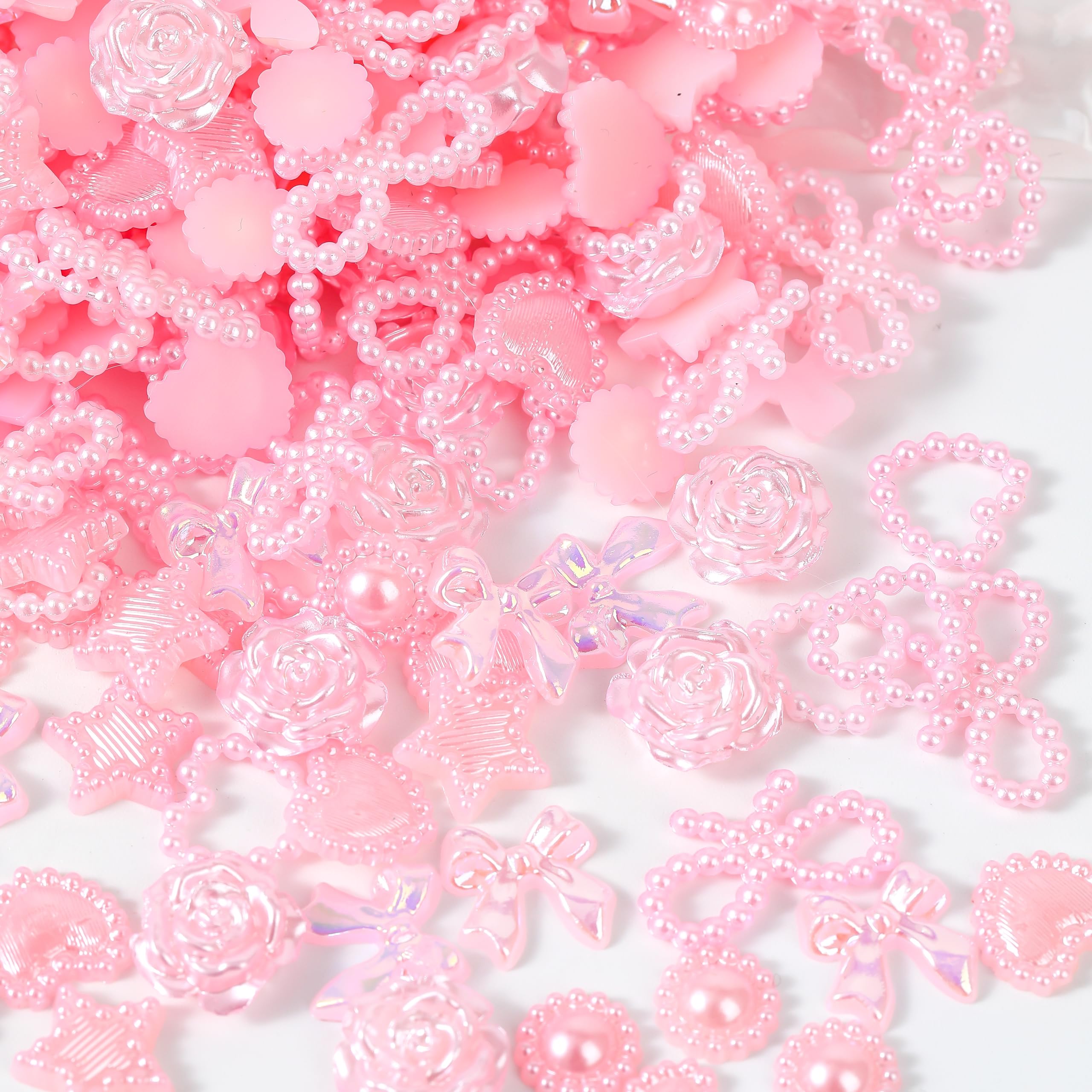 1200PCS 3D Nail Charms Set - Bow, Pearl, Heart, Star & Butterfly Designs for Nail Art, Acrylic Nails & DIY Crafts | Cute Kawaii Nail Decorations for Salon, Party & Gift Giving (Pink)