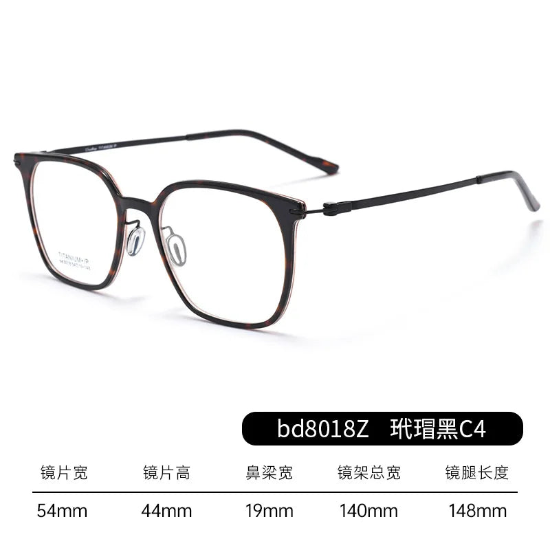 Bclear Unisex Full Rim Square TR90 Titanium Eyeglasses Frame 18018 - Lightweight & Durable Glasses for Work, Reading, and Everyday Wear
