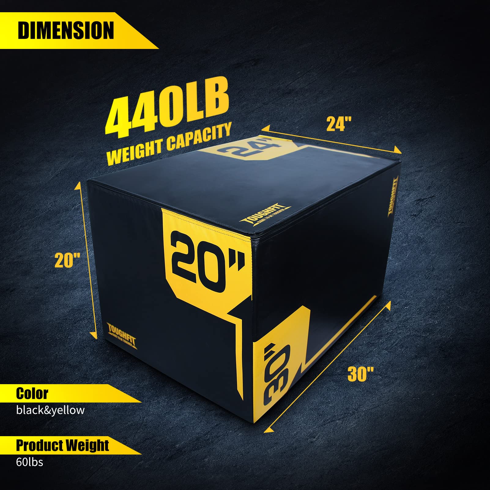 3-in-1 Adjustable Height Plyometric Jump Box - High Density Foam Workout Box with PVC Cover for CrossFit, MMA & Home Gym Training - Perfect for Plyometrics, Box Jumps & Strength Exercises