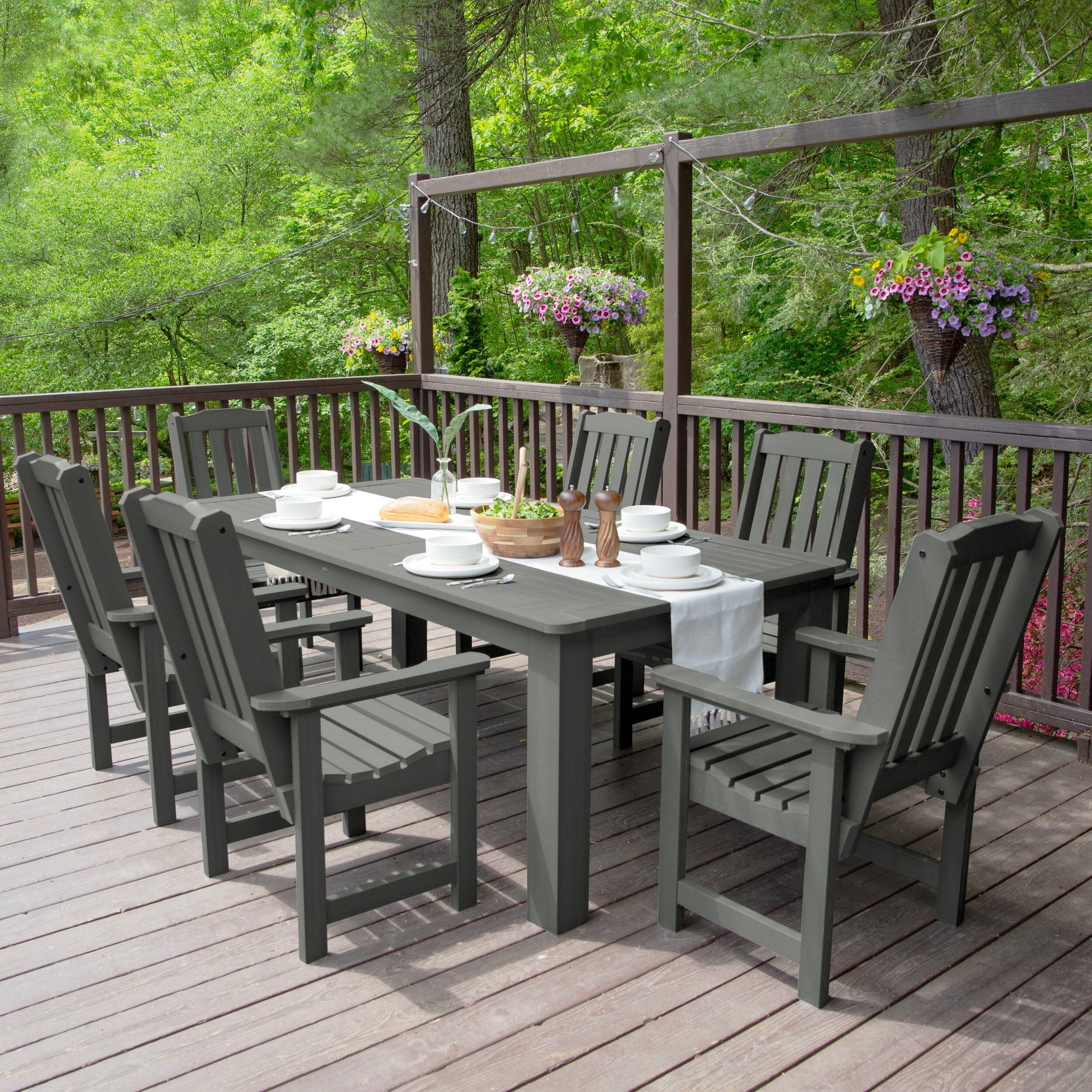 Lehigh 7-Piece Rectangular Outdoor Dining Set 42 x 84 Inches - Patio Furniture for Backyard, Garden & Poolside Dining - Weather-Resistant Dining Height Table & Chairs