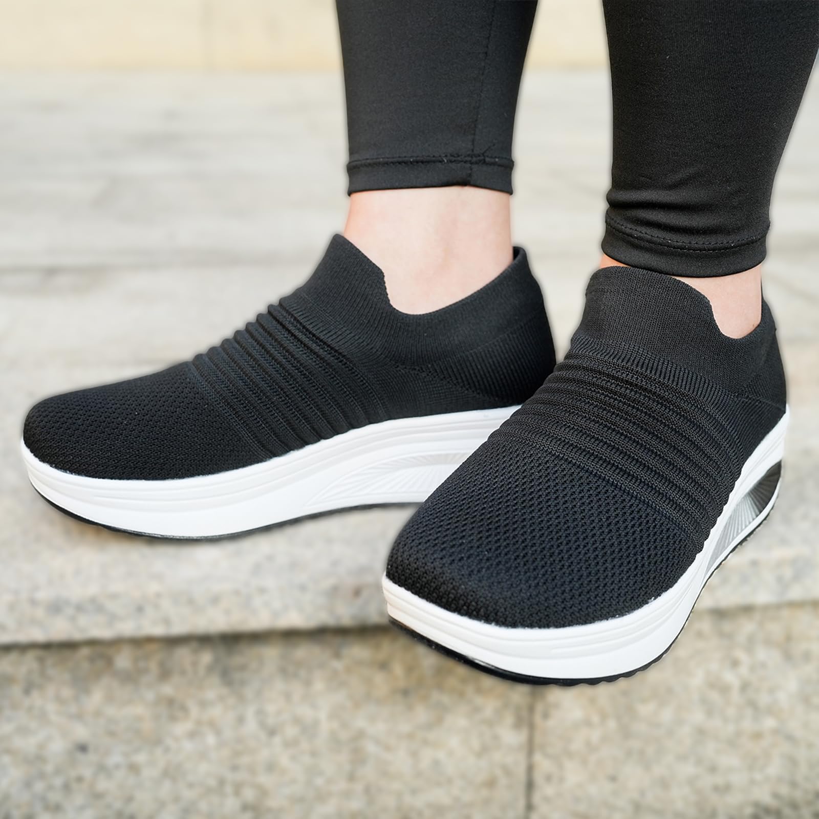 YIQIMIN Women's Slip-On Sneakers with Arch Support - Breathable Mesh Walking Shoes for Comfort & Support | Perfect for Casual Wear, Workouts & Daily Activities