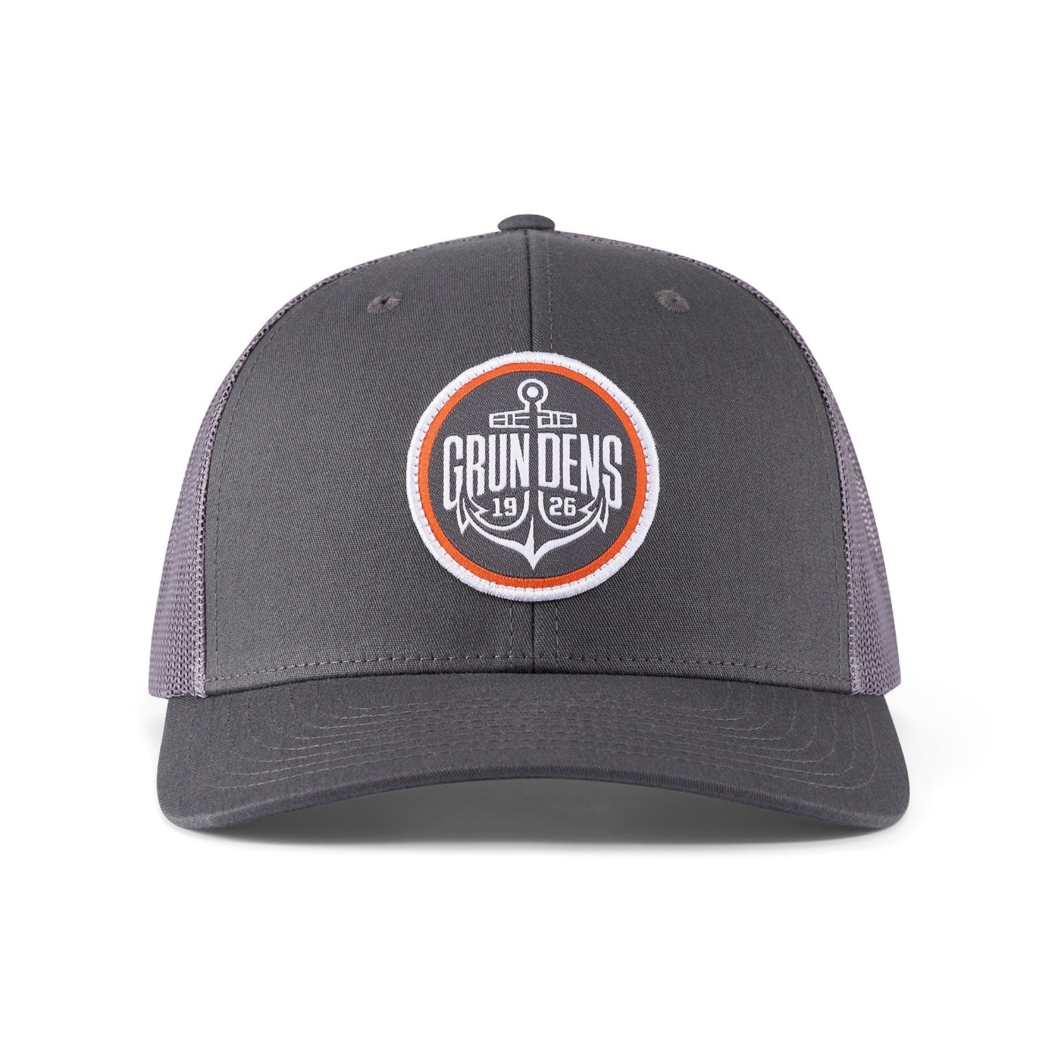 Grundens Logo Anchor Trucker Hat for Men & Women - Waterproof Fishing Cap with Adjustable Strap - Perfect for Boating, Fishing, and Outdoor Adventures