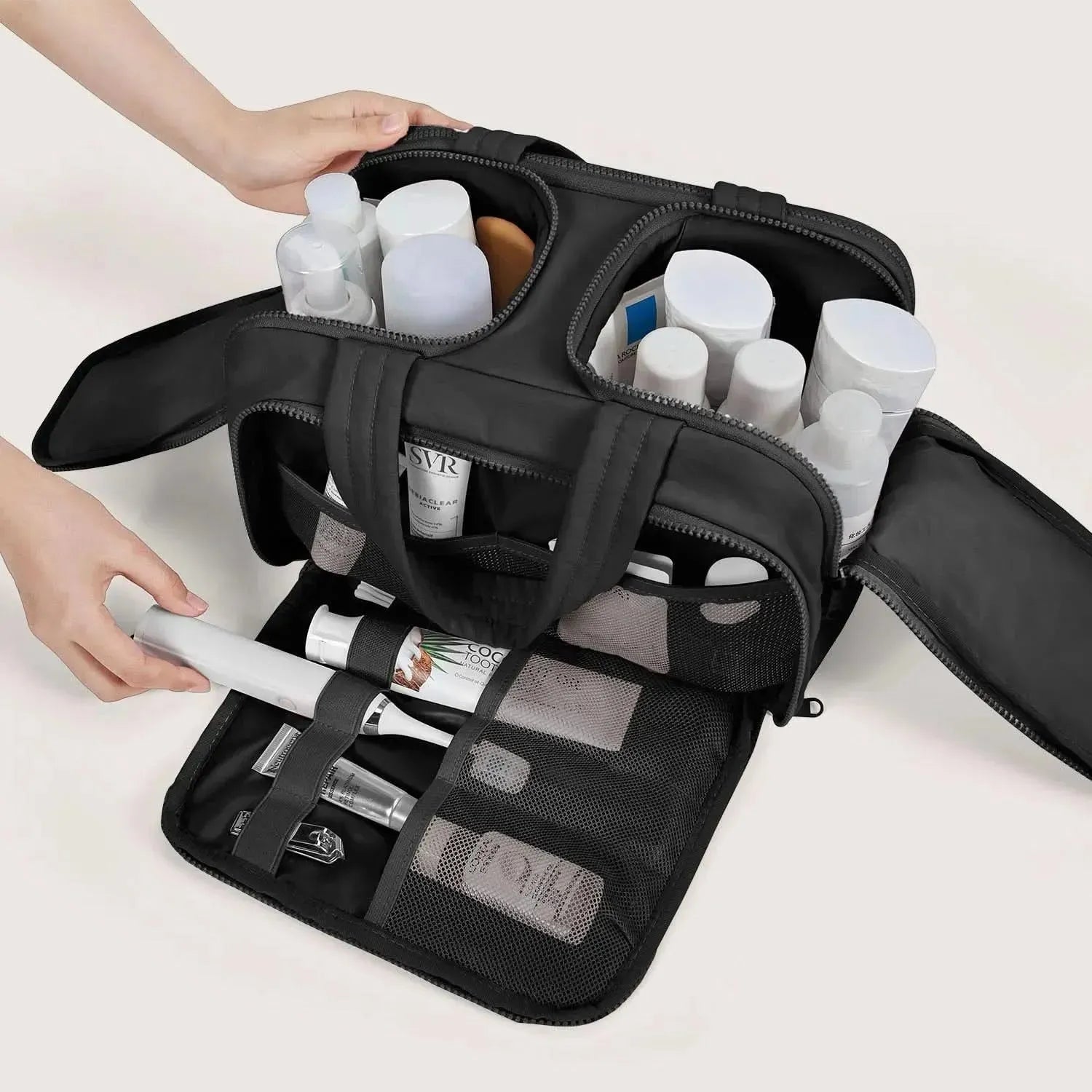 Premium Hanging Toiletry Bag for Travel - Waterproof Cosmetic Organizer with Multiple Pockets - Perfect for Camping, Gym, and Business Trips