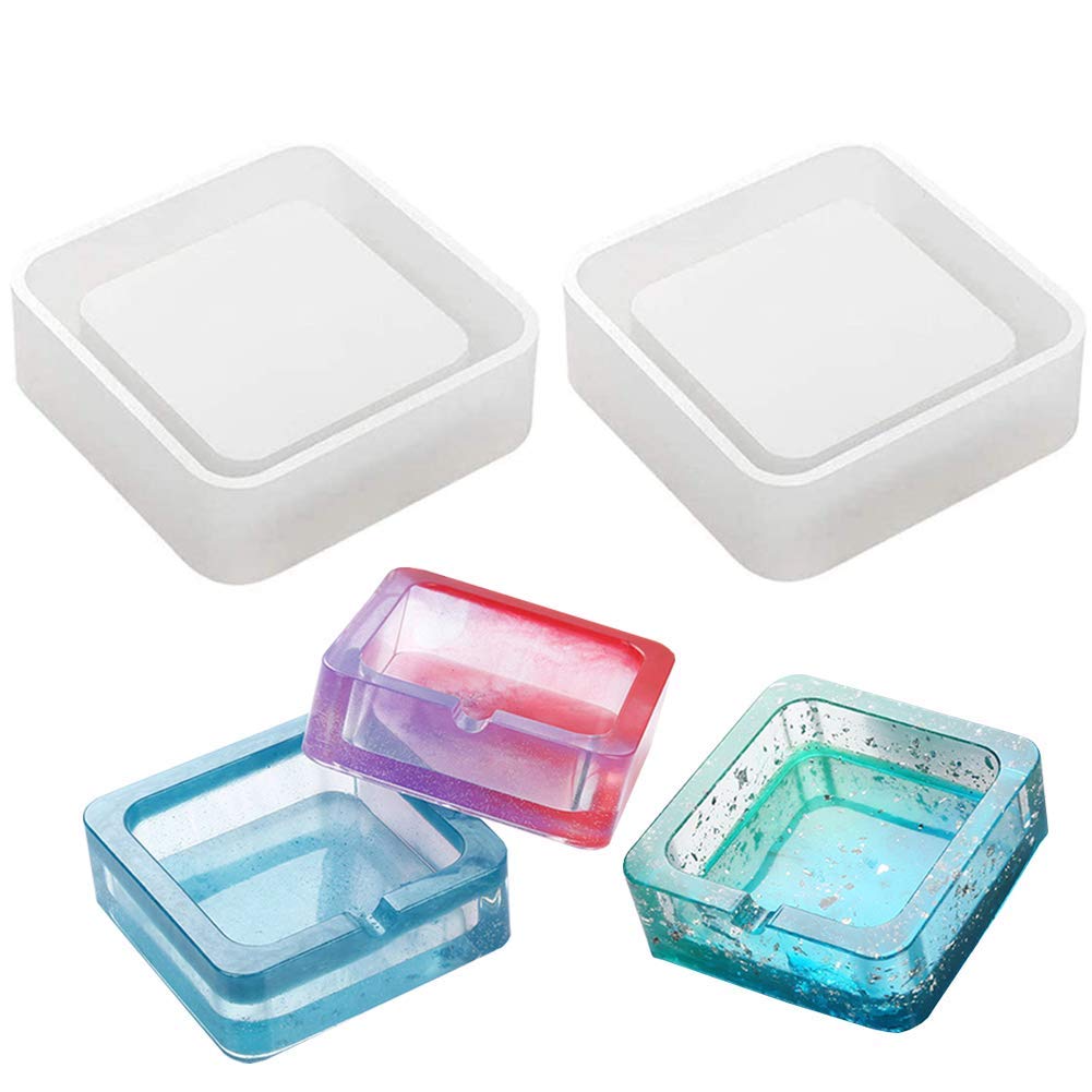 2 Packs Square Ashtray Silicone Molds for Resin Casting - DIY Epoxy Resin Art Craft Supplies - Perfect for Home Decor, Gift Making & Smoking Accessories