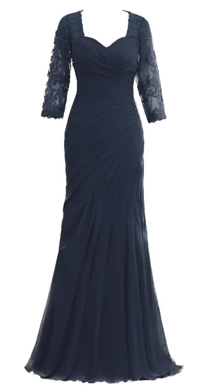 Elegant Mother of The Bride Dresses - Lace Long Sleeve Evening Gowns for Women | Chiffon Formal Wedding Guest Dresses | Perfect for Weddings, Receptions & Special Occasions