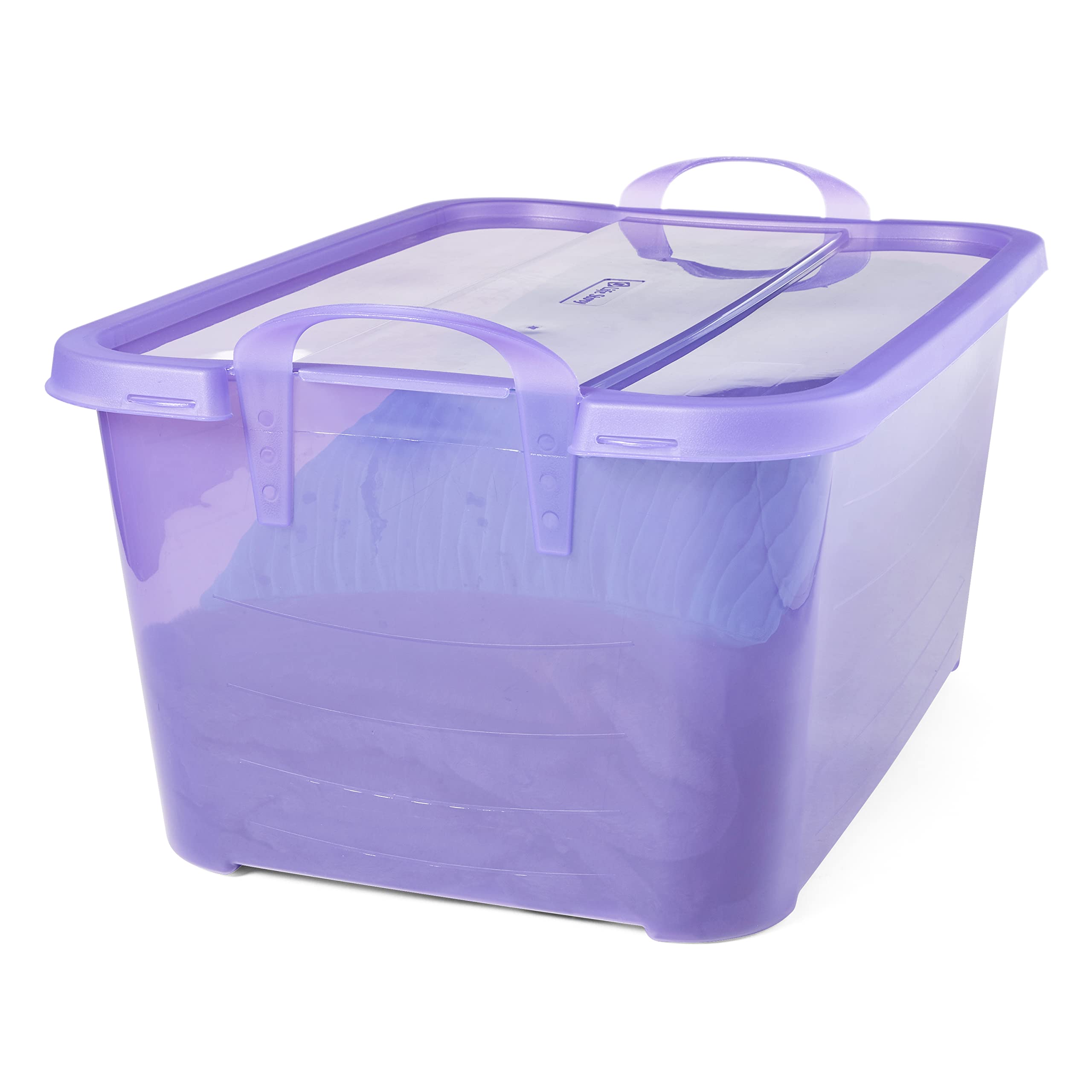 Purple Stackable Closet Storage Boxes - 55 Quart (24 Pack) | Space-Saving Organizer for Bedroom, Closet & Home Organization | Durable Plastic Storage Containers for Clothes, Toys & Seasonal Items