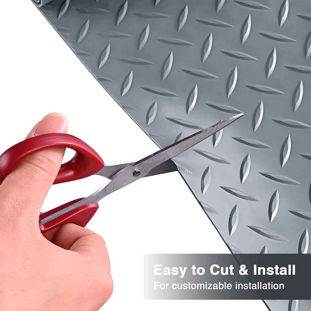 4.6x20ft Garage Flooring Mat - Diamond Pattern Anti-Slip Roll (1/8