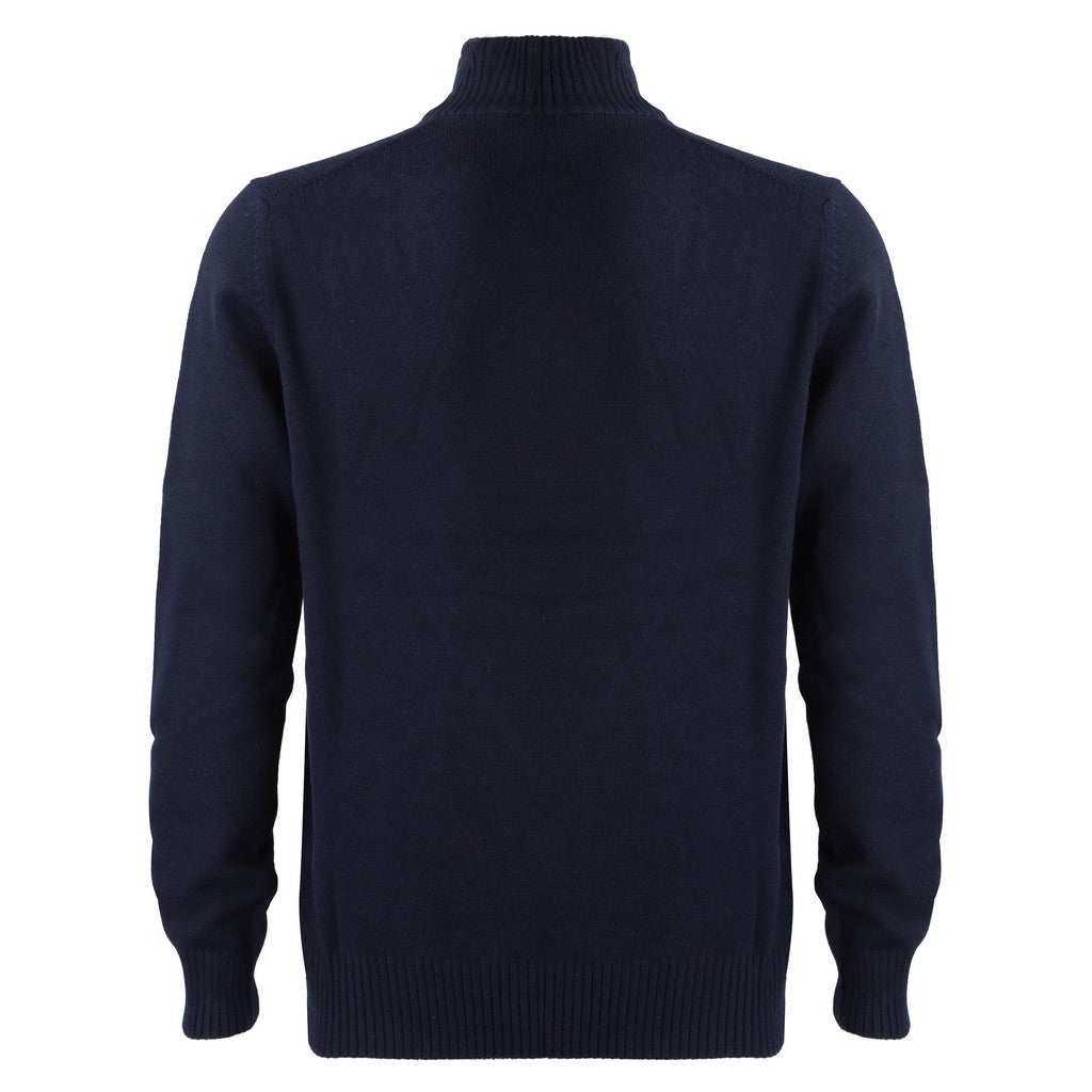 GRAN SASSO Navy Blue Mock Zip Knit Sweater for Men - Stylish Casual Pullover for Fall & Winter Outfits