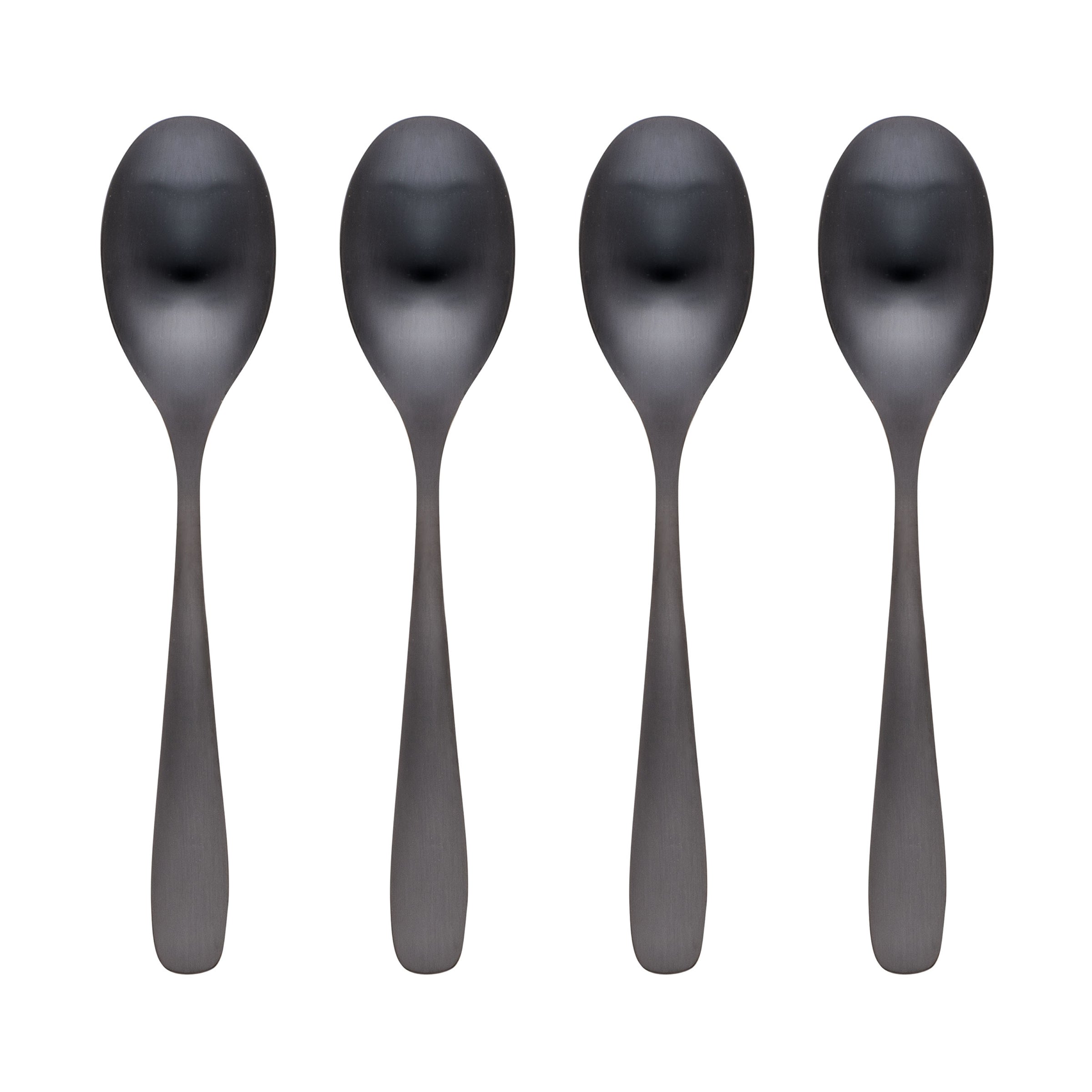 Eliana 4-Piece Black Satin Dinner Spoon Set - Elegant Flatware for Fine Dining, Dinner Parties & Formal Occasions