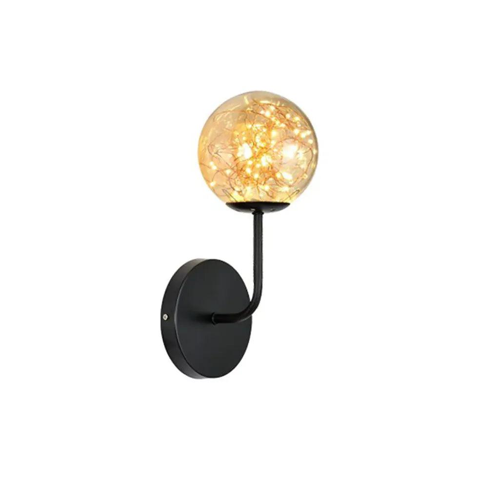 Decorative Glass Ball Filament LED Wall Lights for Bedroom - Elegant Ambient Lighting for Home Decor, Living Room, and Dorm