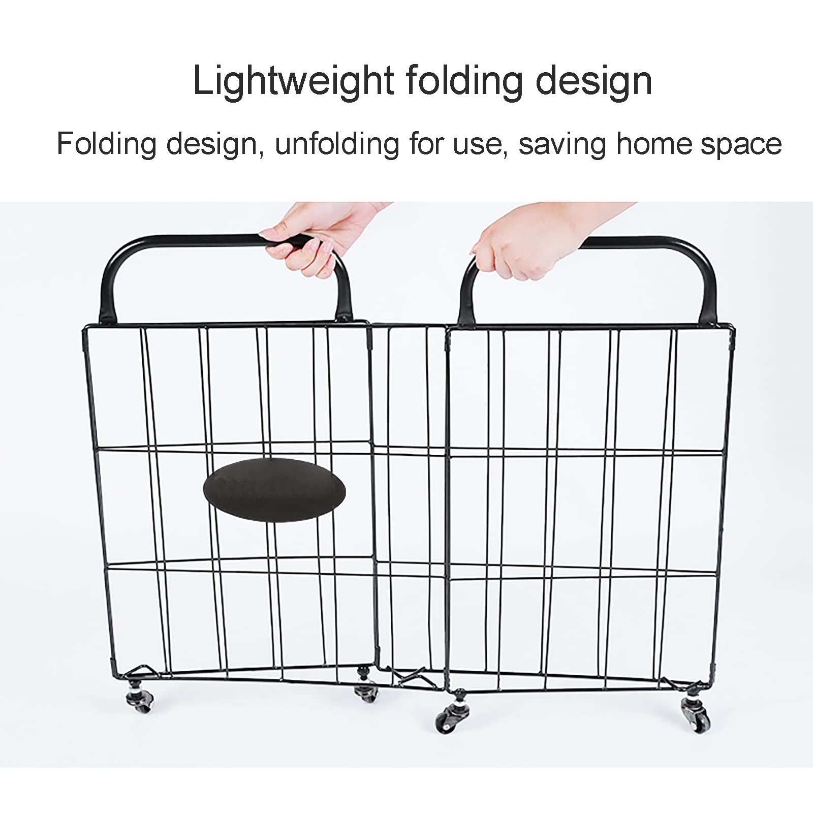 Heavy Duty Laundry Hamper on Wheels with Cotton Liner - Collapsible Clothes Basket Organizer with Handles - Large Capacity Laundry Storage for Hotel, Bathroom, Bedroom & Dorm Room - Portable Laundry Cart for Easy Clothes Transportation