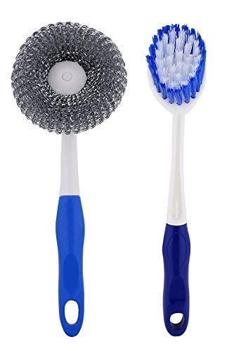 Stager Plastic Cleaning Utensils Set - Floor & Bathroom Scrub Brush Combo Pack for Home, Kitchen, and Shower Cleaning | Durable Multi-Surface Cleaning Tools