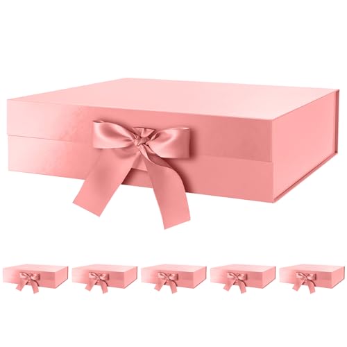 Rose Gold-Ribbon-13x9.7x3.4 Inches-Pack of 6
