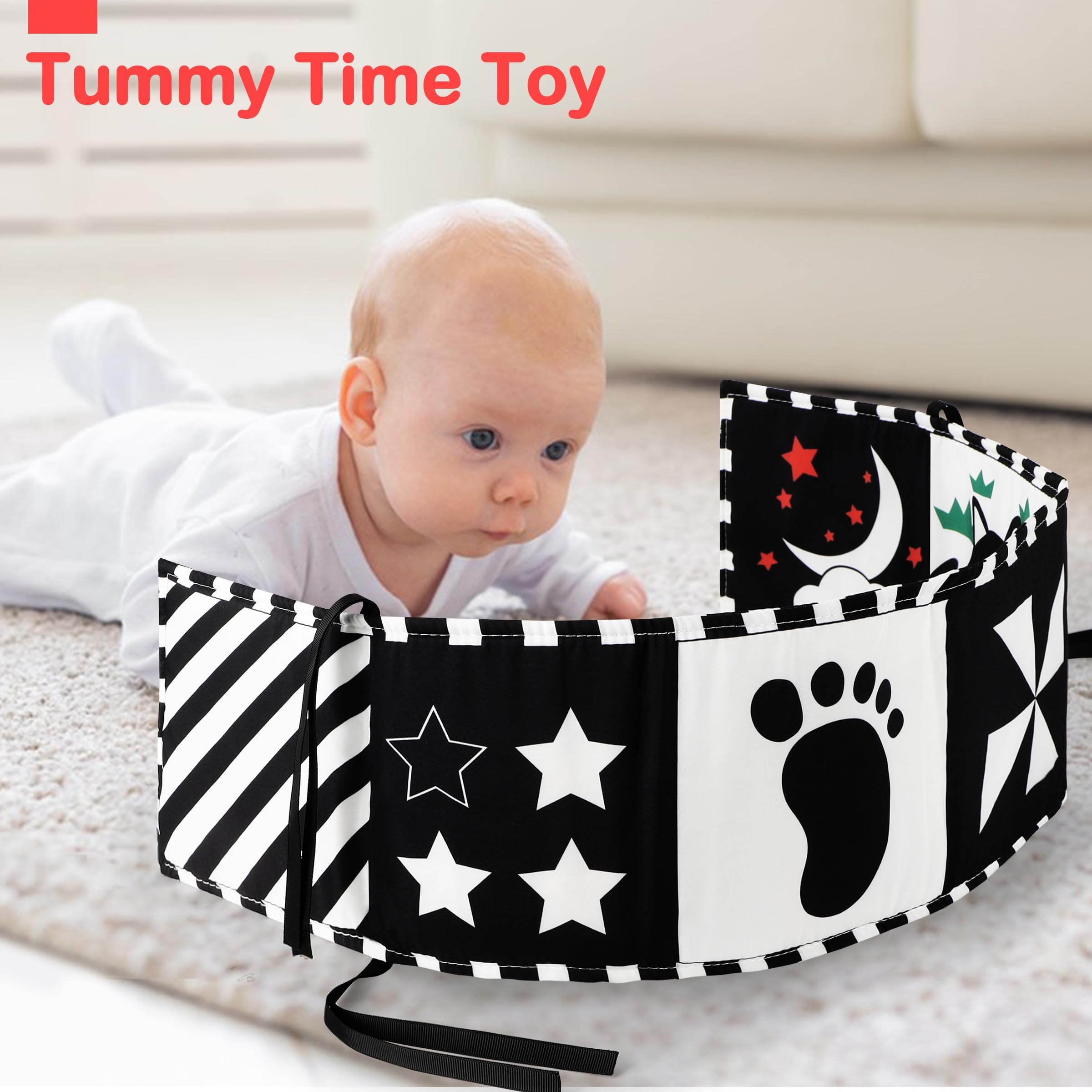 High Contrast Baby Toys 0-12 Months - Black & White Montessori Sensory Book for Newborn Visual Stimulation | Soft Tummy Time Infant Toys 0-3 Months | Perfect Shower Gift & Easter Basket Stuffer for Babies | Great for Early Learning & Developmental Play