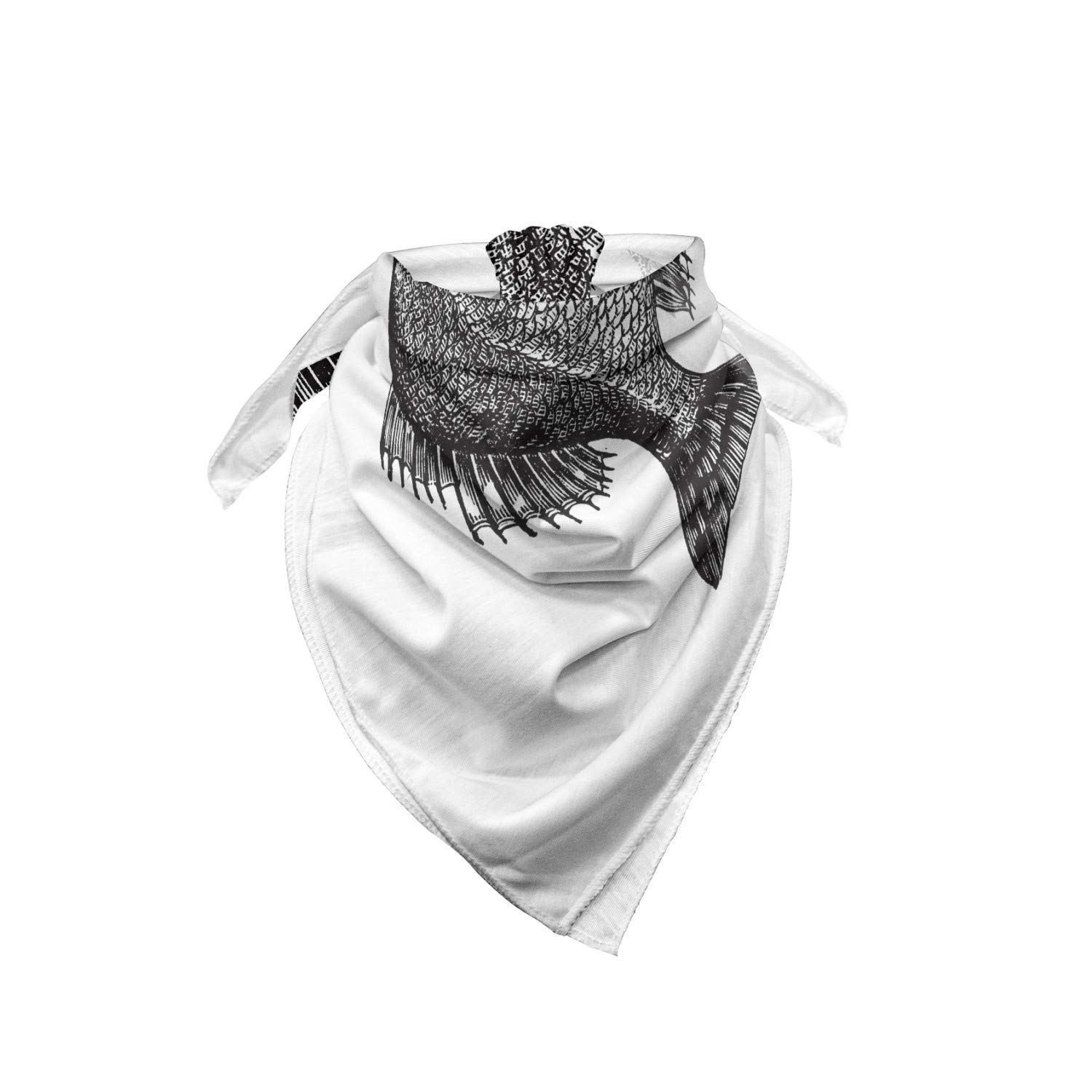 Ambesonne Fish Bandana - Rock Bass Black & White Unisex Head & Neck Scarf for Men & Women - Perfect for Outdoor Activities, Concerts & Casual Wear