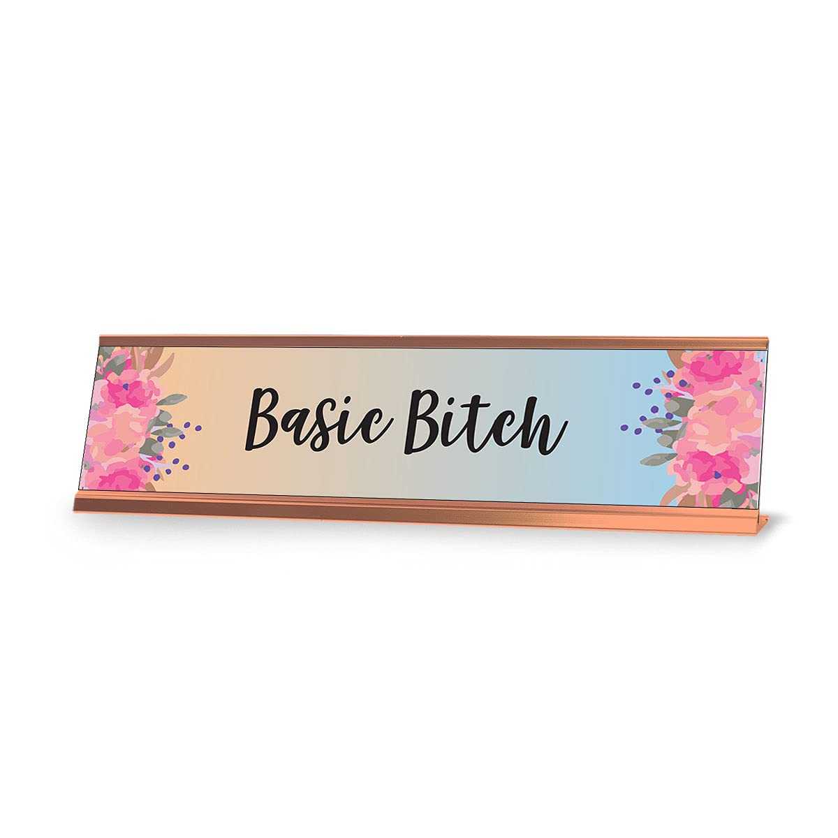 Basic Bitch Designer Series Desk Sign - 2 x 8 Inches - Funny Office Decor for Women, Sarcastic Workplace Gift, Modern Desk Nameplate for Coworkers & Bosses