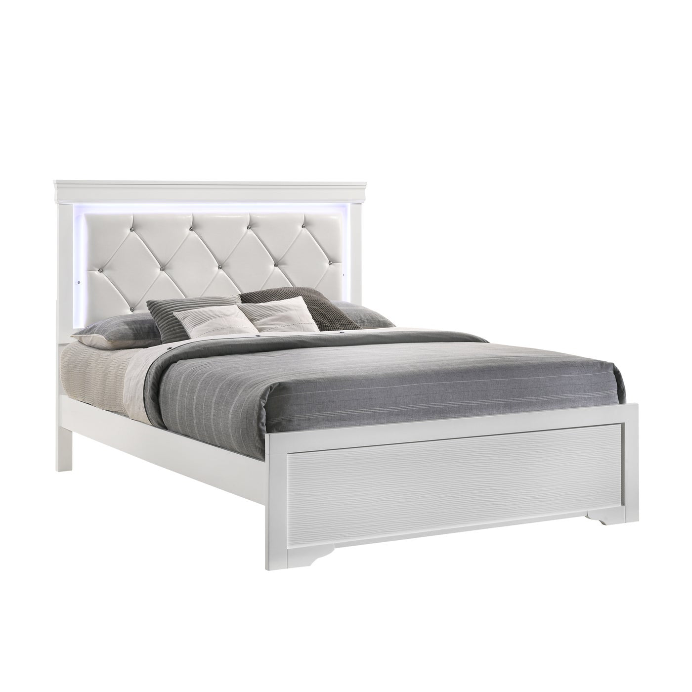 Brooklyn White Collection King Platform Bed Frame - Modern Minimalist Wooden Bed with Sturdy Support for Master Bedroom & Guest Room