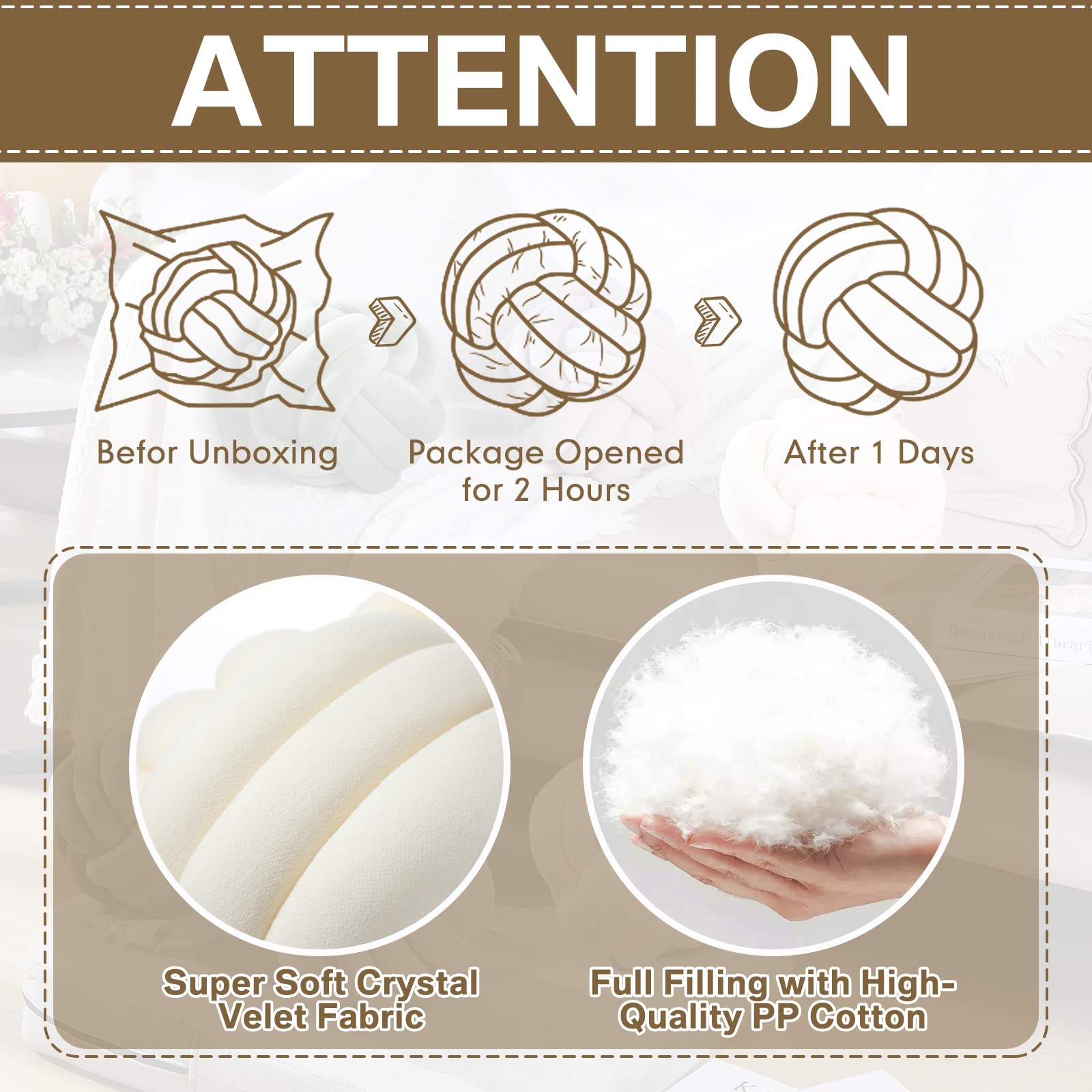 Namalu Plush Knot Pillows - Stress Relief for Bed & Sofa (10.6