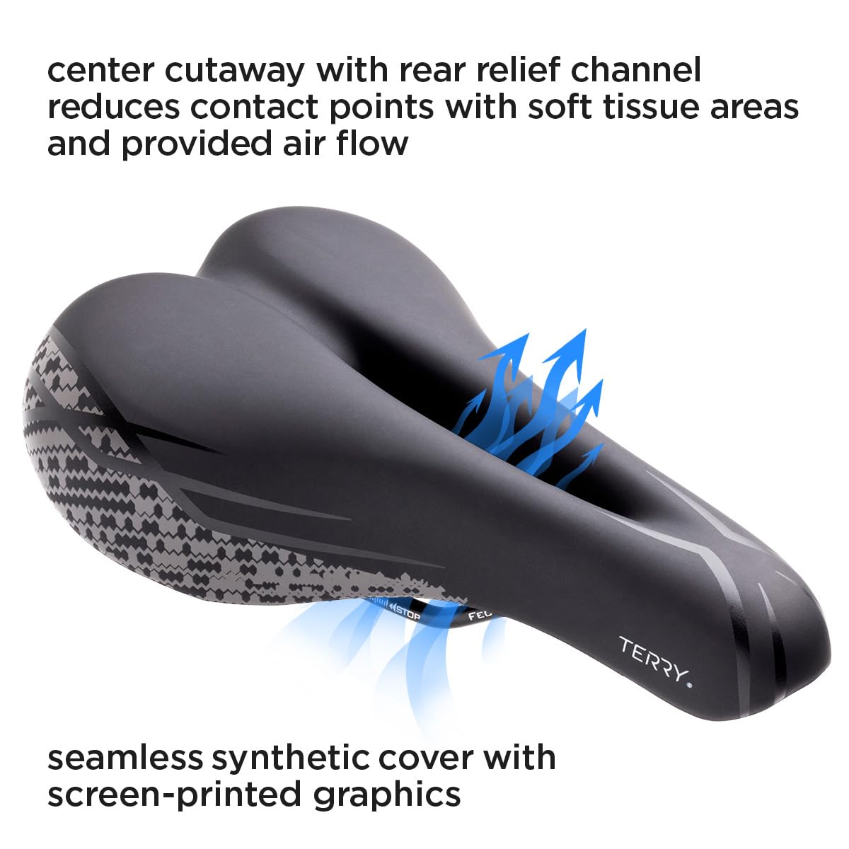 Terry Cite Y Gel Italia Bike Saddle - Comfortable Men's Bicycle Seat with Padding & Gel Support - Perfect for Road Bikes, Mountain Bikes & Recreational Cycling