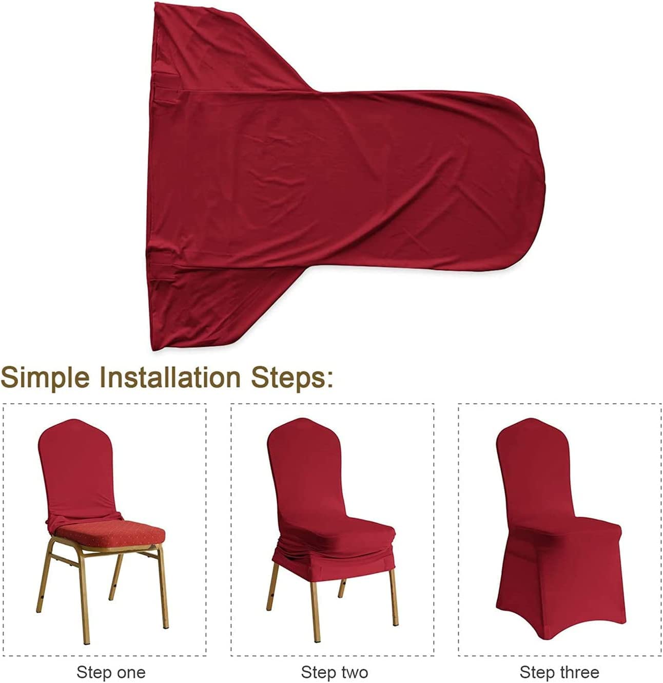 Stretch Spandex Dining Room Chair Covers - Universal Slipcovers for Living Room, Wedding, Banquet & Party - Washable Protector (20-Pack, Wine Red) | Perfect for Home Decor, Restaurant & Event Seating