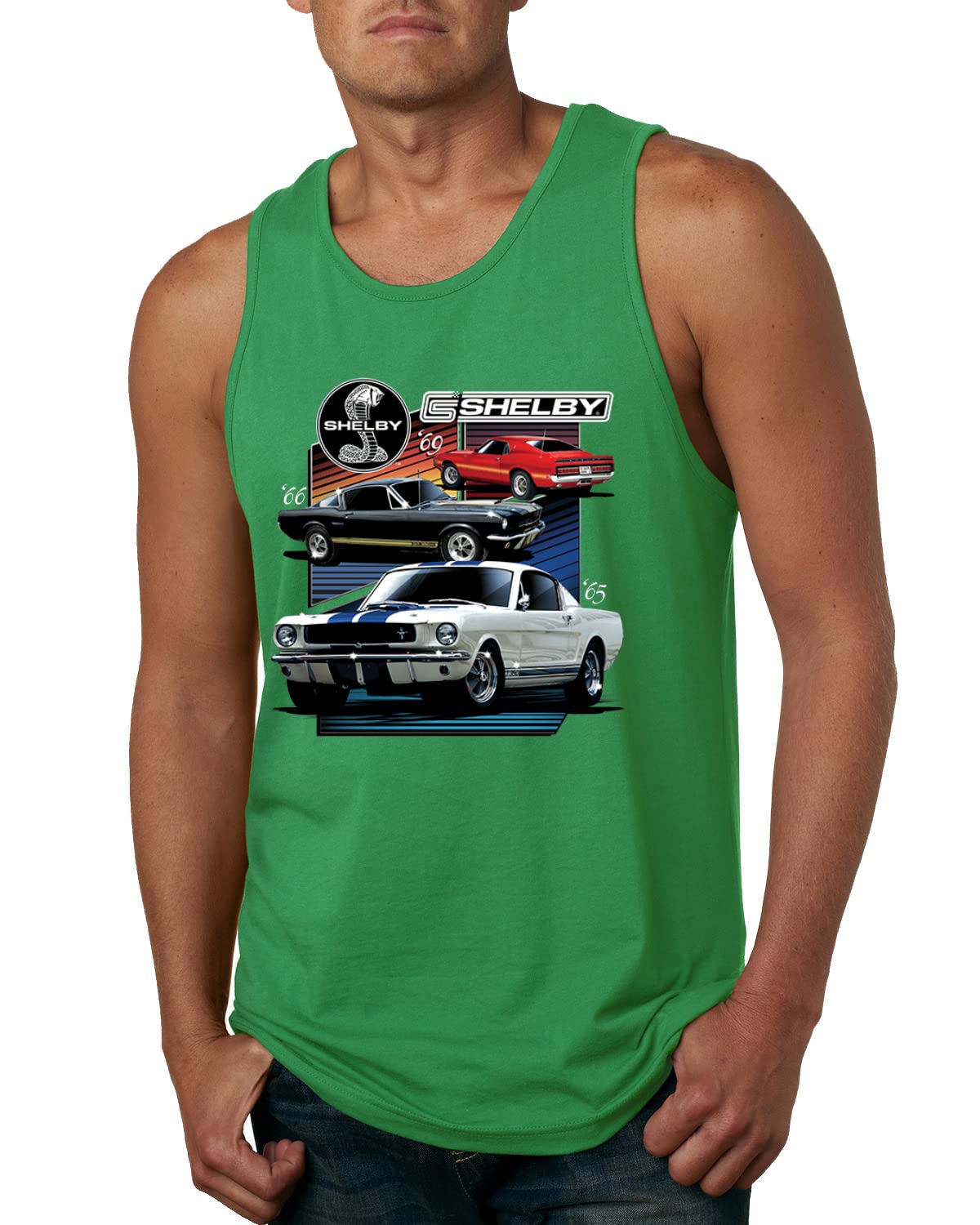 Ford Mustang Shelby 65 Logo Emblem Graphic Tank Top for Men - Vintage Muscle Car Tee for Car Enthusiasts & Truck Lovers | Perfect for Car Shows, Racing Events & Casual Wear