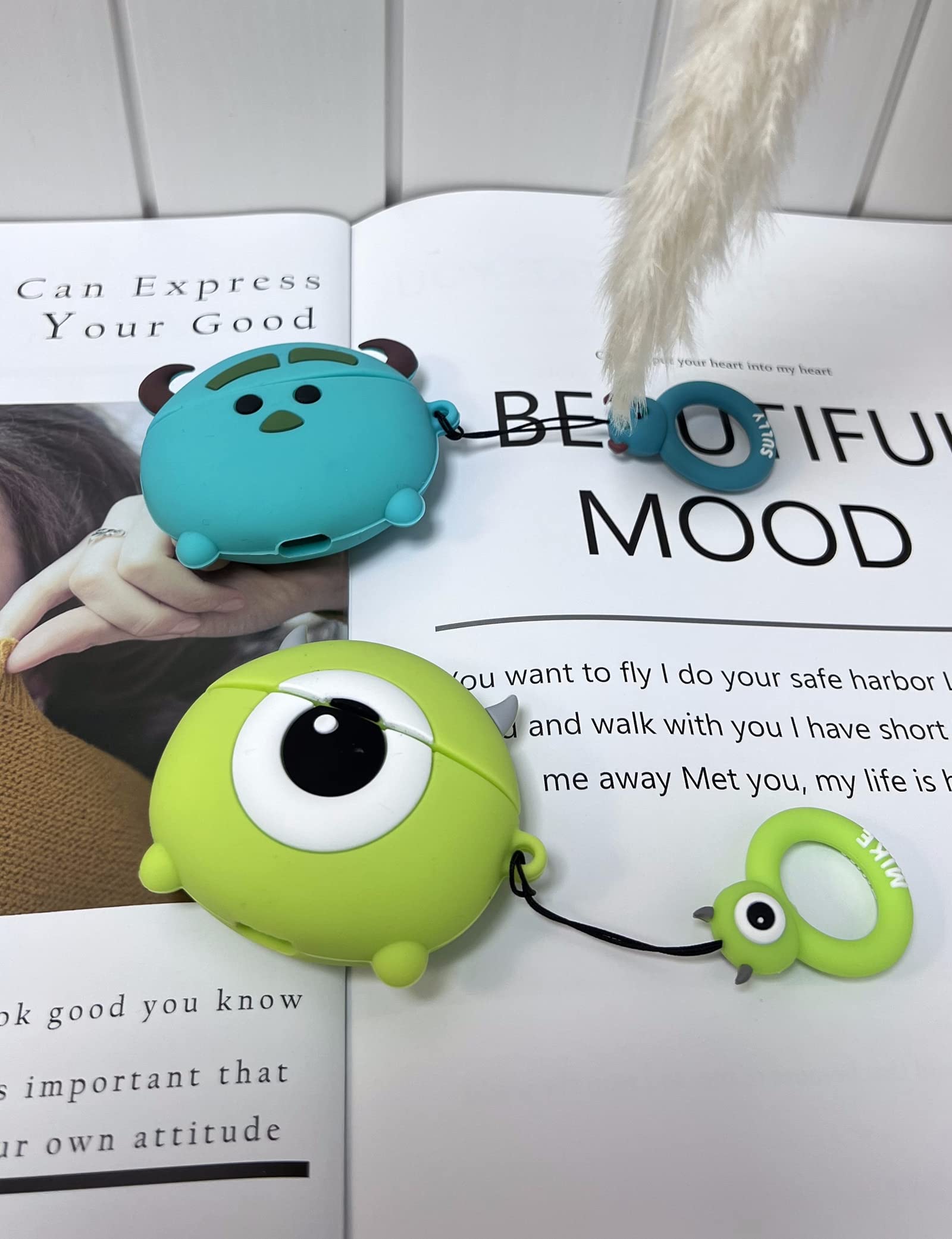 Cute Kawaii 3D Cartoon Monster Silicone Case for Apple AirPods Pro - Shockproof, Anti-Fall Protective Cover (Blue Monster Design) - Perfect for Travel, Gym & Everyday Use