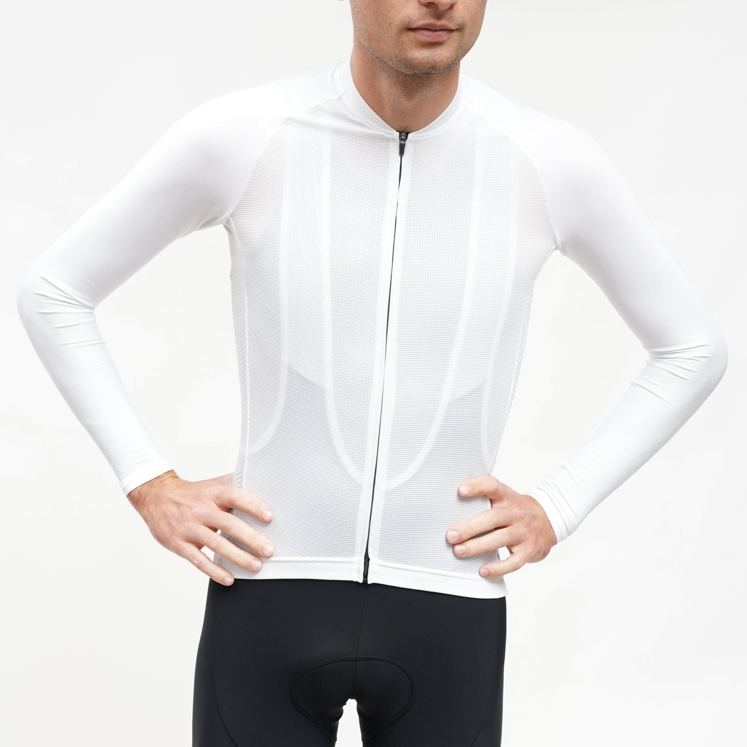 Aero Long Sleeve Jersey - Breathable White Performance Shirt for Running, Cycling & Outdoor Sports