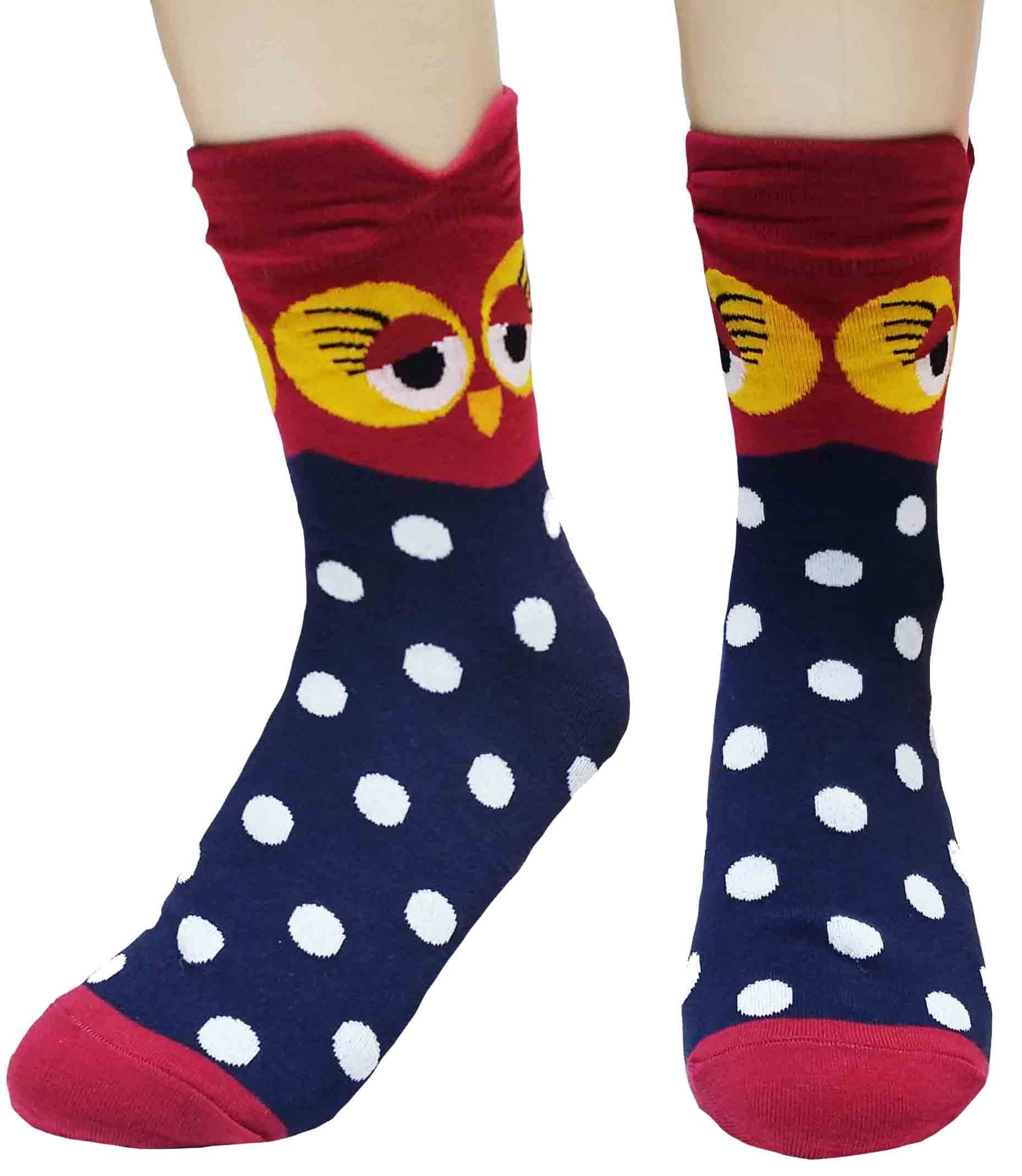 Worldlook Women's Sweet Animal & Cat Socks - Soft Cotton Blend Crew Socks for Casual Wear, Gifts, and Home Comfort