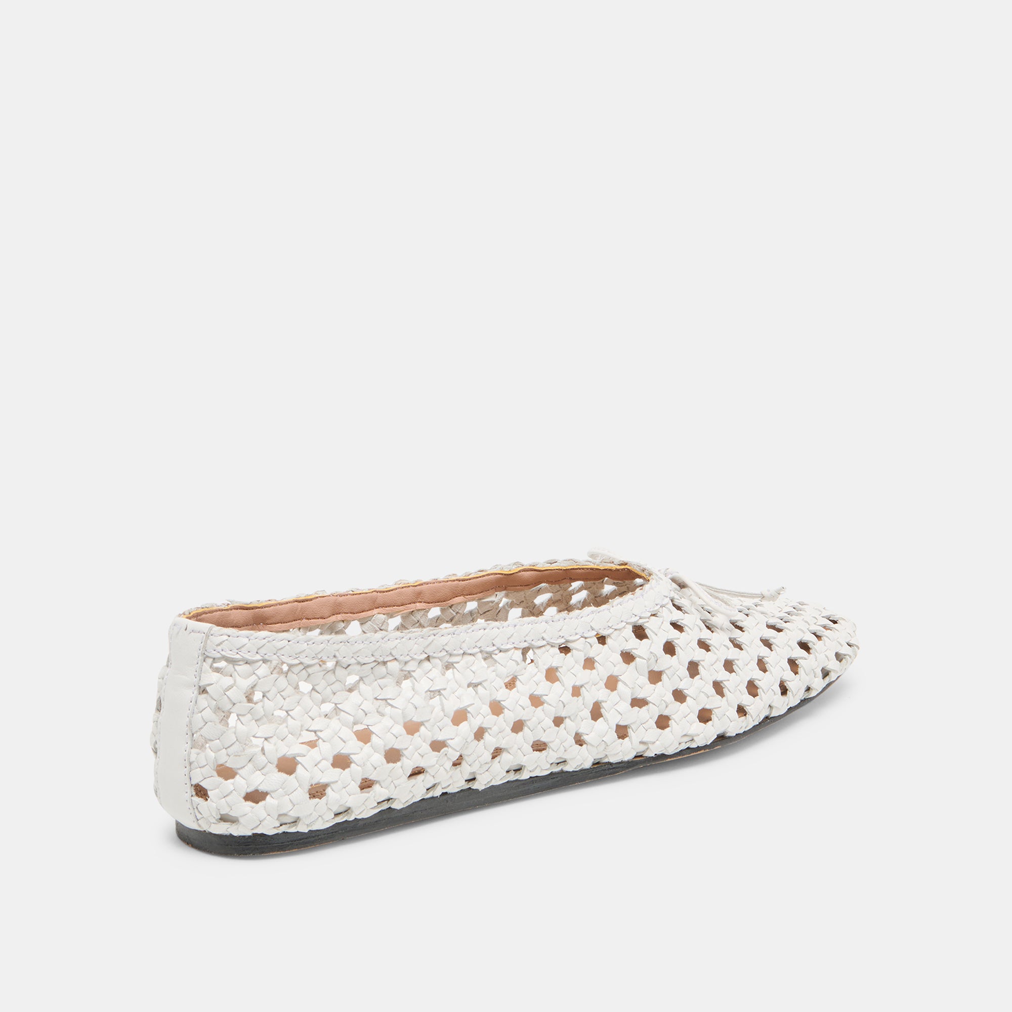 EDDA Women's Ballet Flats - Bone Woven Leather Comfortable Slip-On Shoes for Work, Office & Casual Wear