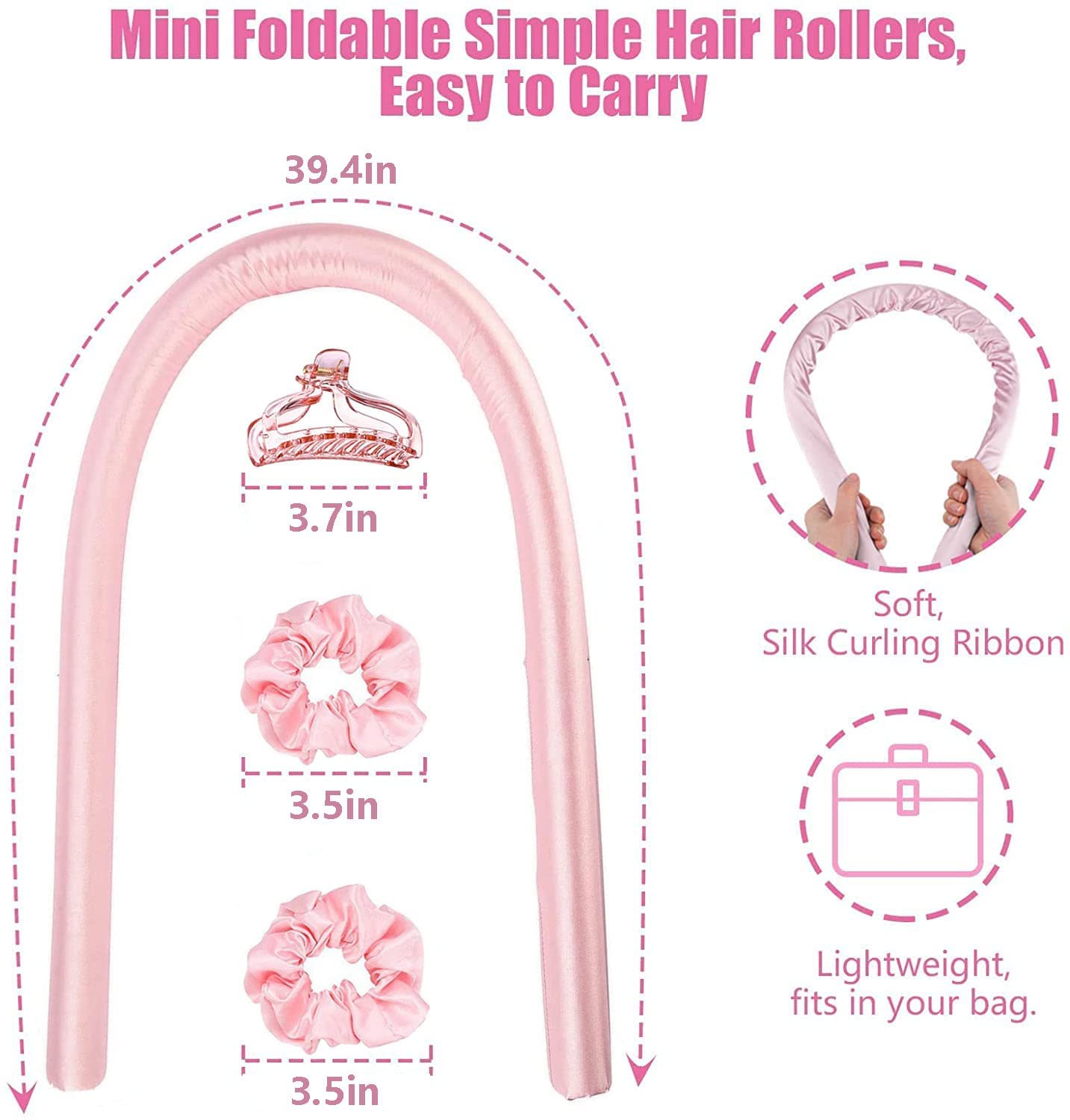 Heatless Hair Curlers for Long Hair - No Heat Silk Curls Headband, Soft Foam Rollers & Flexi Rods for Overnight Curls | Perfect for Natural Hair Styling, Bedtime Waves & Damage-Free Curling