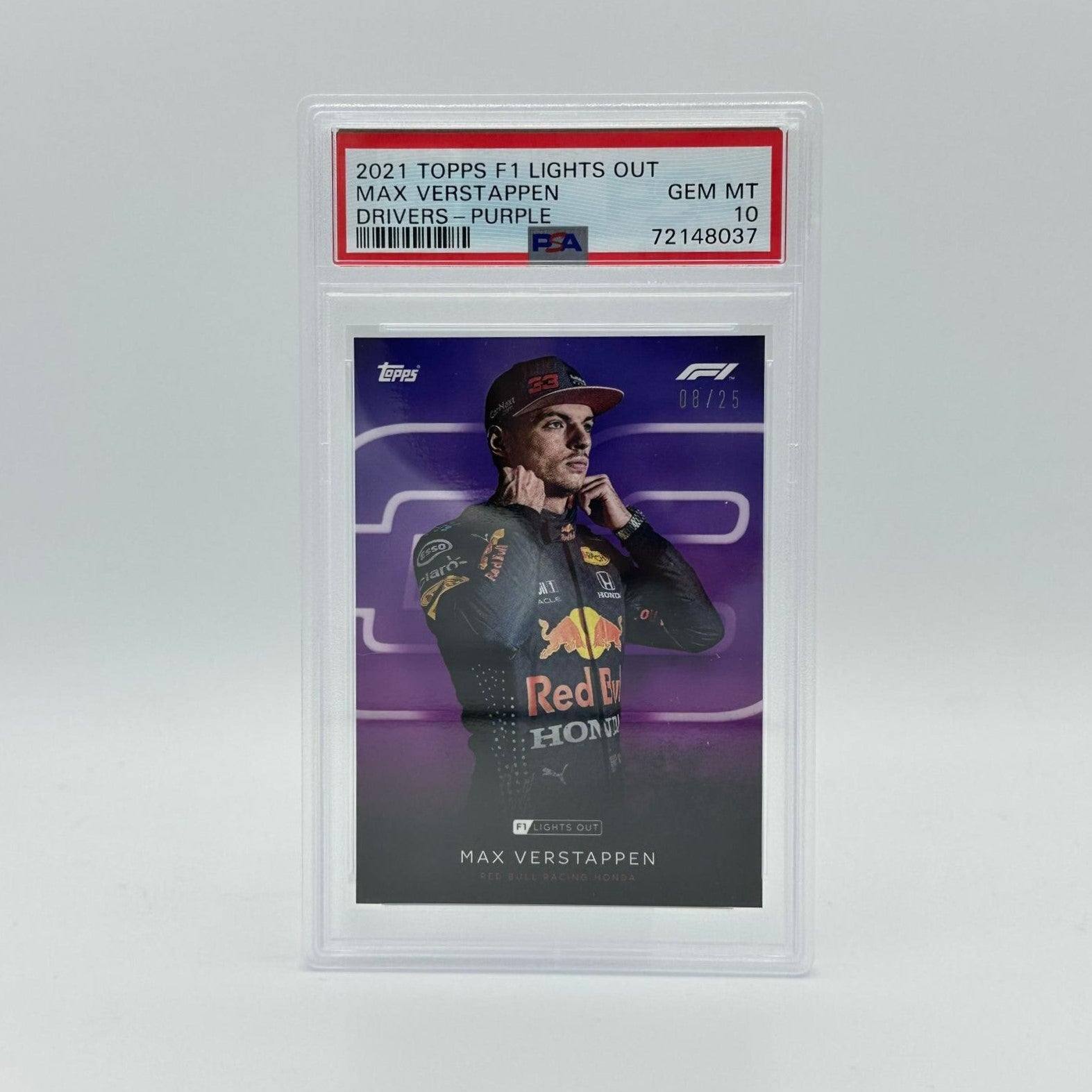 2008 Topps Chrome Max Verstappen Purple Parallel PSA 10 - Rare Racing Collectible for F1 Fans & Sports Memorabilia Enthusiasts - Perfect for Display, Investment & Gifting