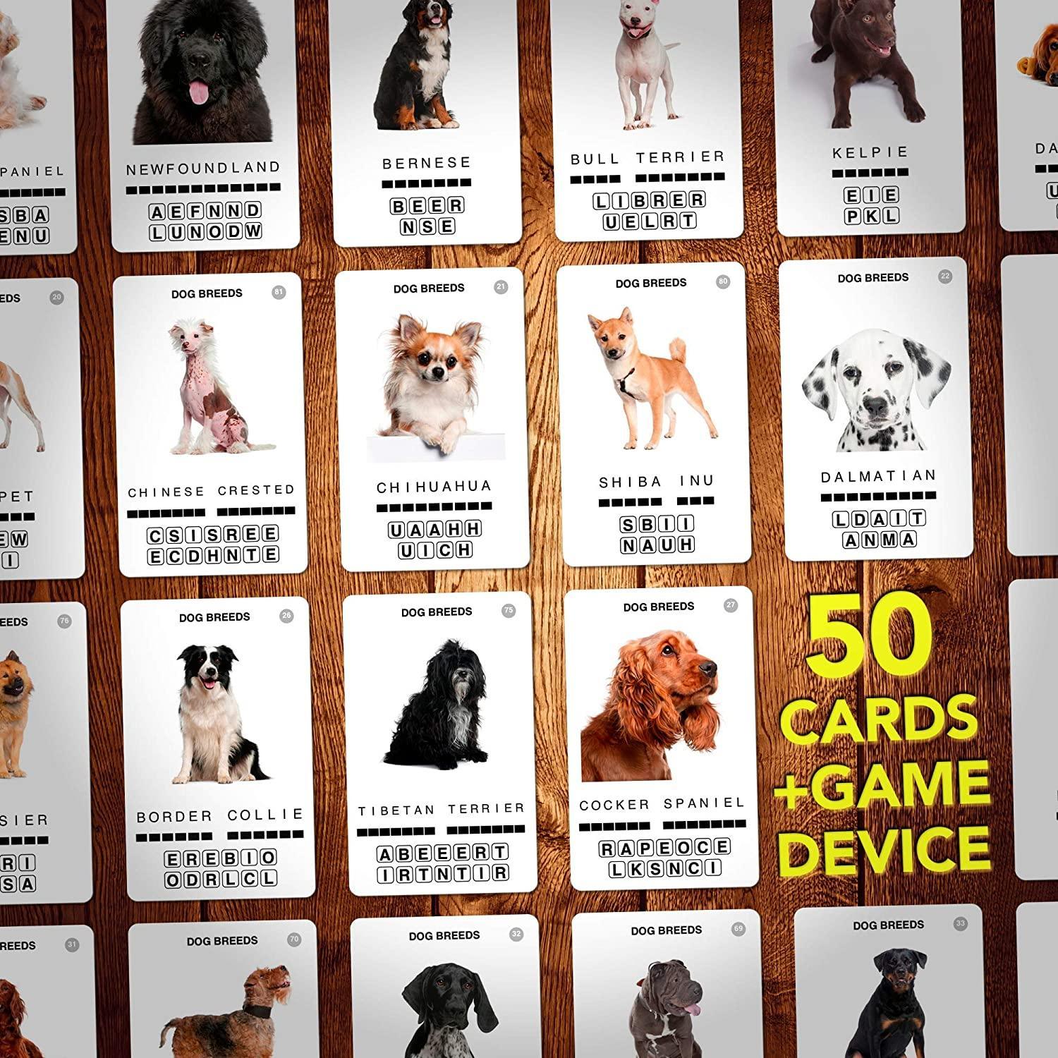 100 PICS Dog Breeds - Premium Dog Breed Identification Flash Cards for Kids & Adults - Perfect for Learning, Games & Family Fun