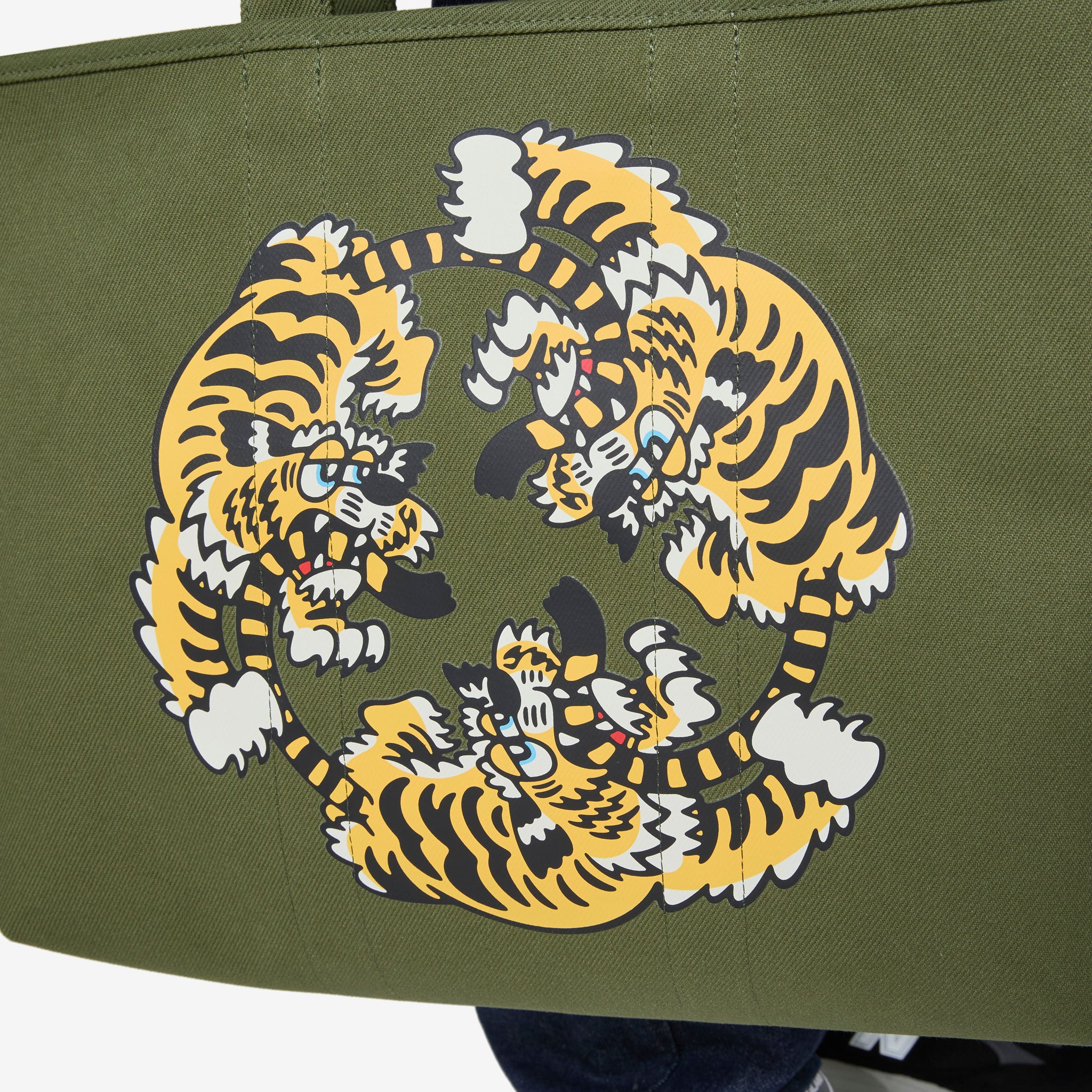 KENZO VERDY MARKET Large Reversible Tote Bag in Khaki | Fashionable & Spacious Unisex Shoulder Bag for Work, Travel & Shopping