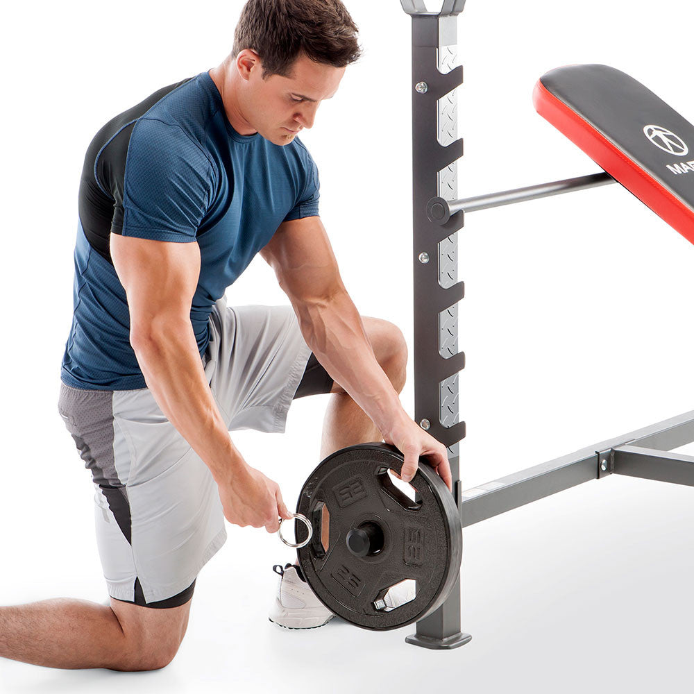 Marcy MWB-5146 Multi-Position Olympic Weight Bench for Home Gym - Adjustable Incline, Decline & Flat Workout Bench for Strength Training, Bodybuilding & Fitness - Perfect for Small Spaces & Home Workouts