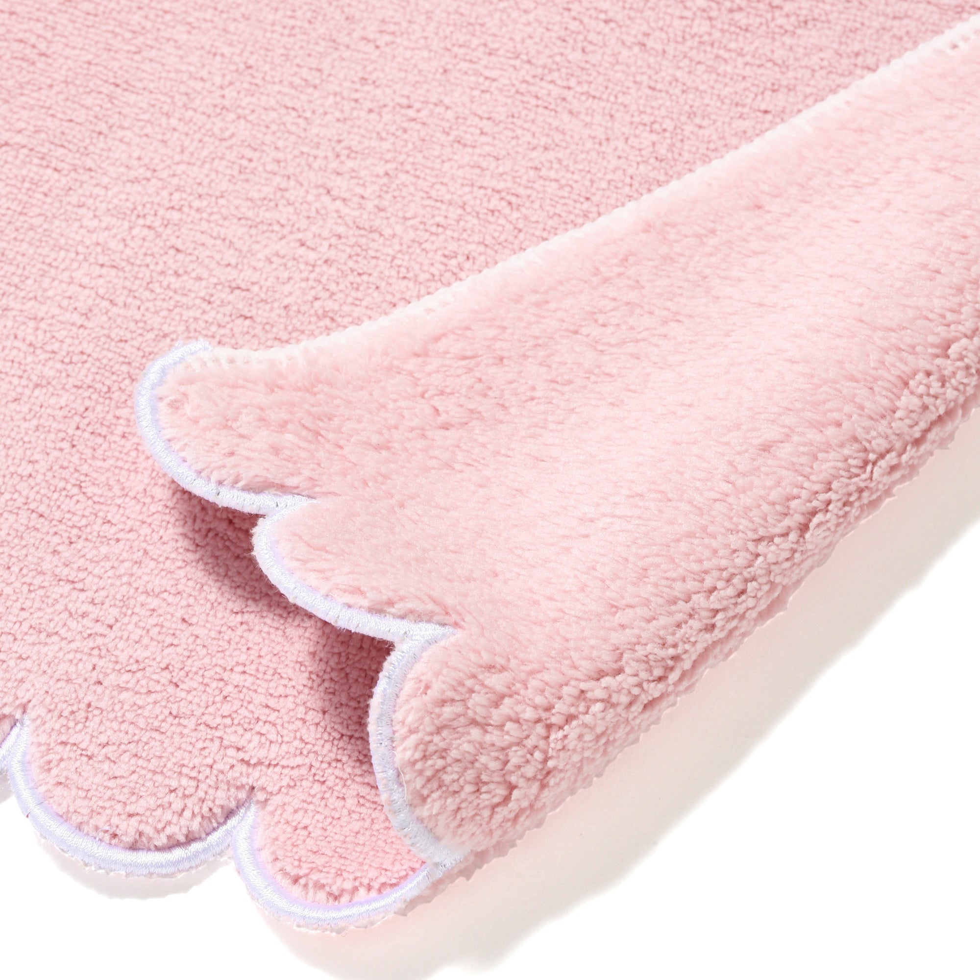 Soft Microfiber Face Towel - Scallop Edge Pink - Gentle Exfoliating & Makeup Removal - Perfect for Skincare, Travel & Gym Use