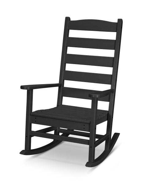 Polywood Black Shaker Porch Rocking Chair - Durable Outdoor Rocker for Patio, Deck & Garden - All-Weather Resin Wicker Furniture for Relaxing