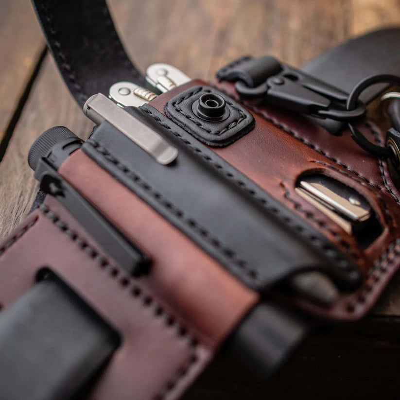 **Men's Genuine Leather EDC Belt Loop Waist Holster - Durable Outdoor Multitool Sheath for Camping, Hiking & Everyday Carry**