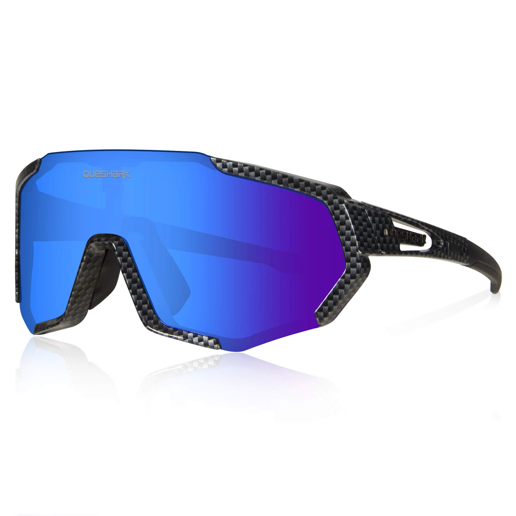 Queshark Polarized Cycling Glasses for Men & Women - UV Protection Sports Sunglasses with 2 HD Lenses - Ideal for Cycling, Running, Hiking & Outdoor Activities