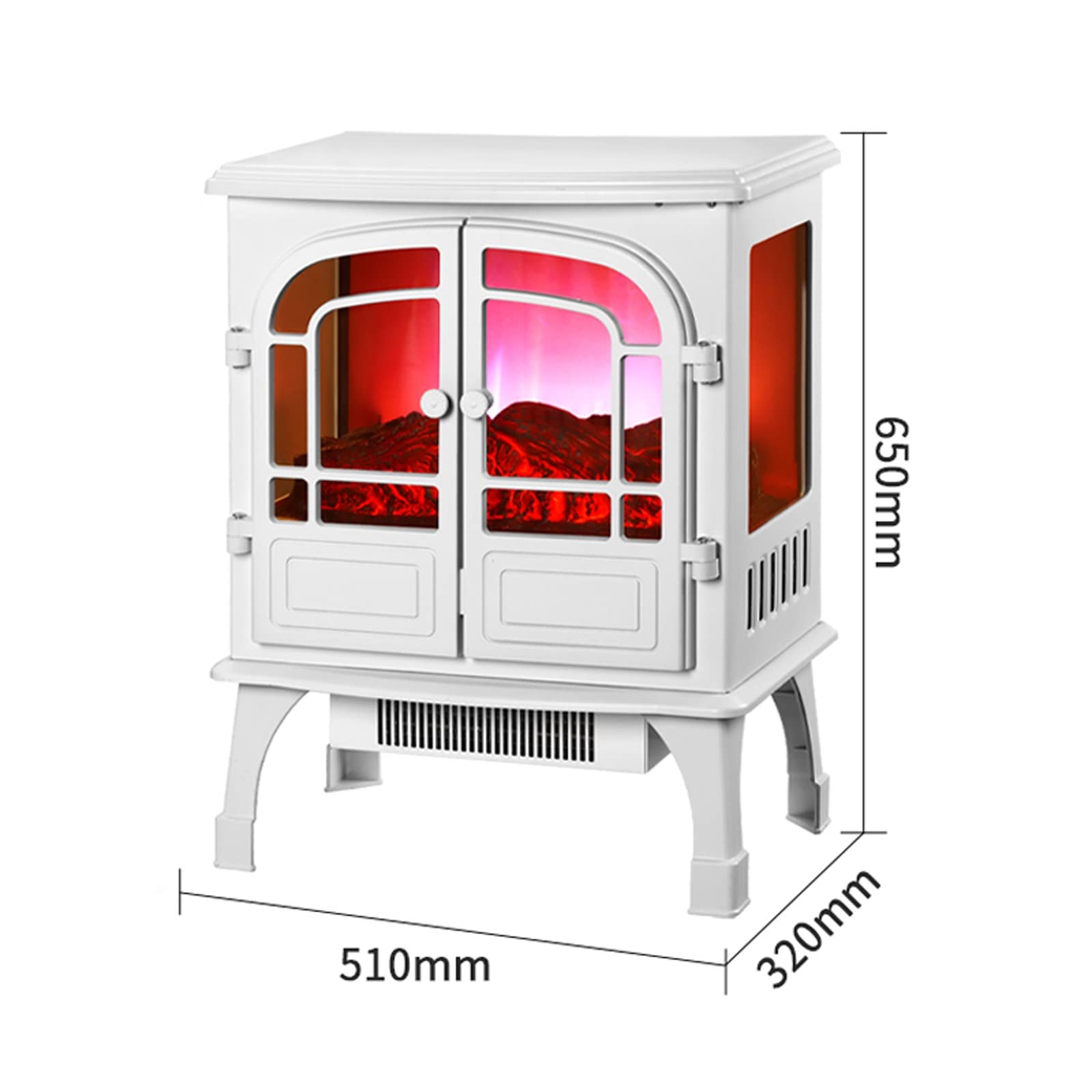 2000W Electric Fireplace Heater with Realistic LED Flames & Logs - Adjustable 2-Position, Overheat Protection, White Decorative Stove - Perfect for Living Room, Bedroom, and Office Warming
