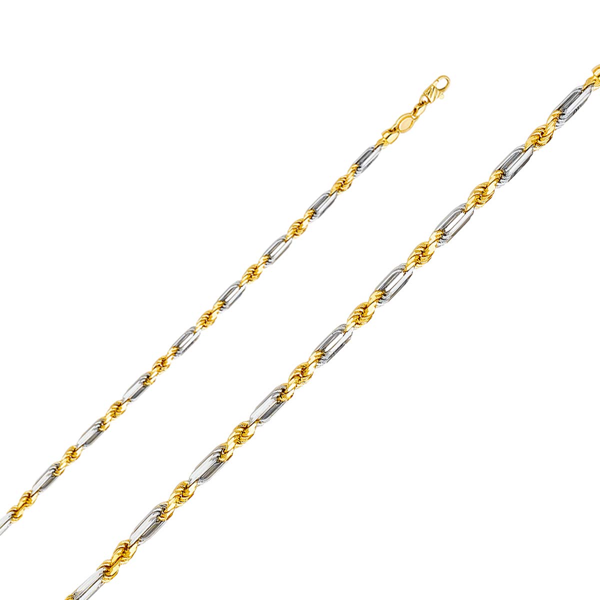 14K Two-Tone 4mm Figaro Chain Necklace for Men & Women | Real Gold Unisex Jewelry with Lobster Clasp & Gift Box | Perfect for Gifts, Layering & Everyday Wear