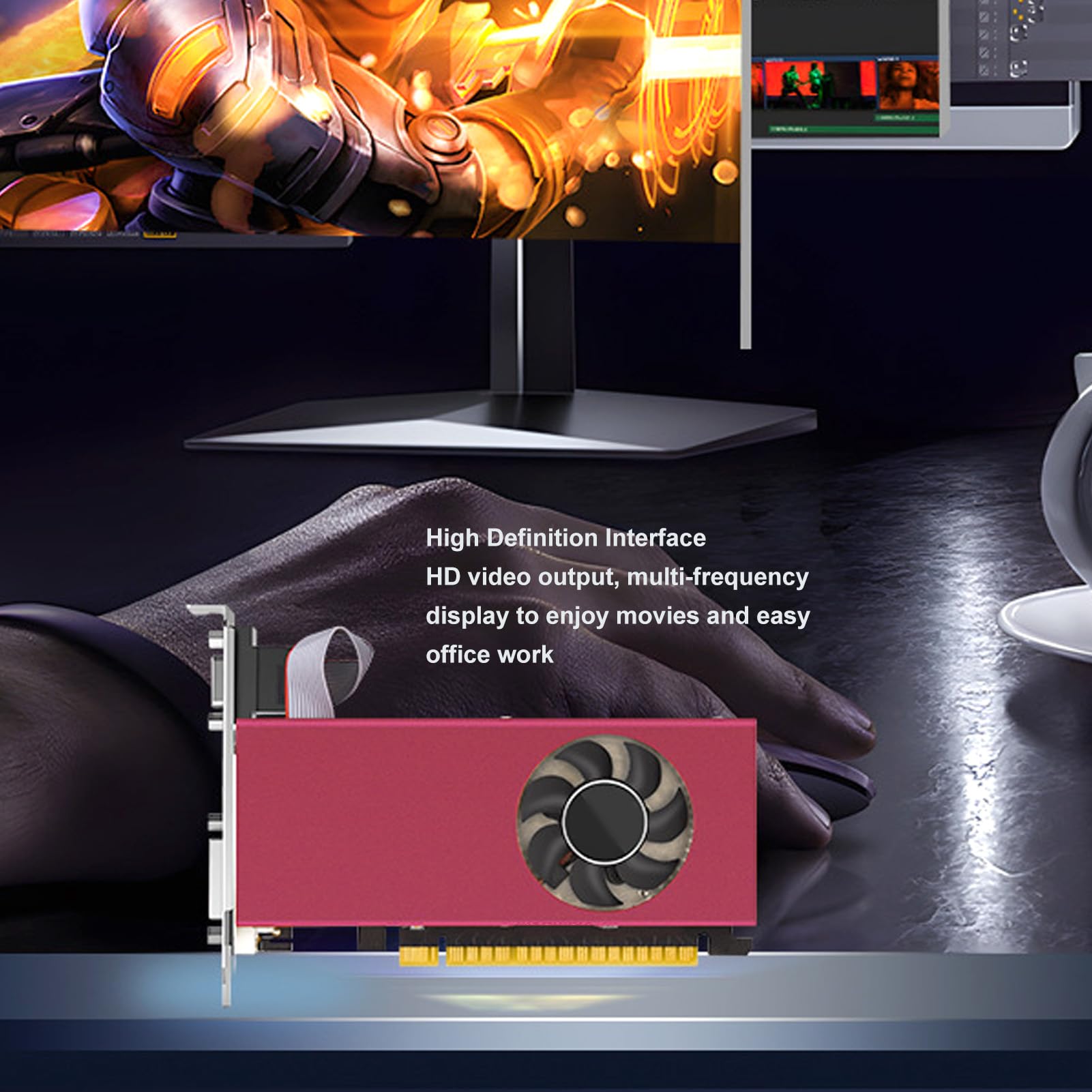 ASHATA RX550 4GB GDDR5 128-bit Gaming Graphics Card - 6000MHz, PCIe 3.0 x8, VGA/HDMI/DVI Ports, with Cooling Fan for Desktop PC - Perfect for 1080p Gaming, Video Editing & Multi-Monitor Setup