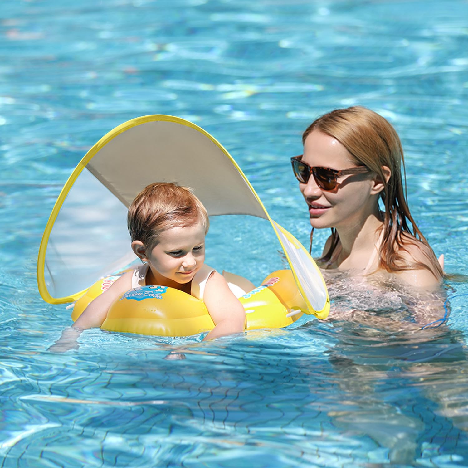 **UPF50+ Baby Pool Float with Canopy & Adjustable Safety Seat - Inflatable Toddler Swim Float for Infants & Kids - Perfect for Pool, Beach, and Summer Water Play**
