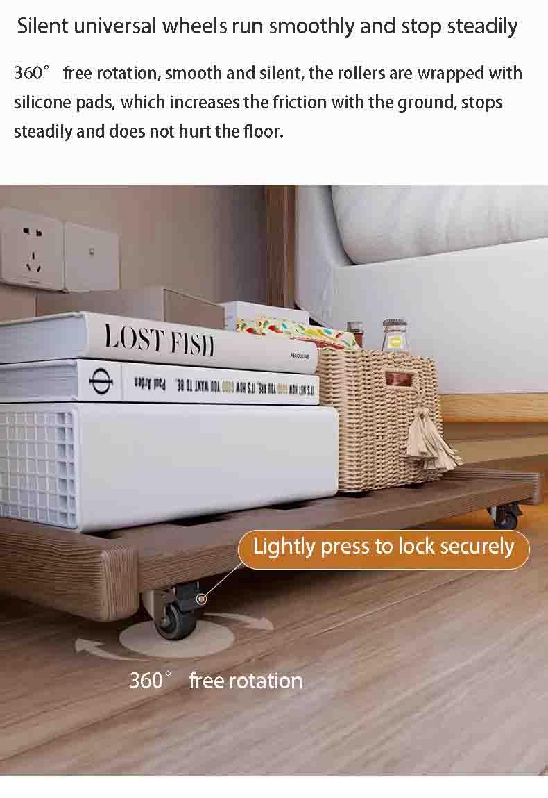 CAULO Adjustable Overbed Table with Wheels - Solid Wood C-Shaped Side Table for Living Room, Bedroom & Hospital Use - Portable Rolling Sofa End Table (60cm) - Perfect for Meals, Laptops, Reading & Medical Care