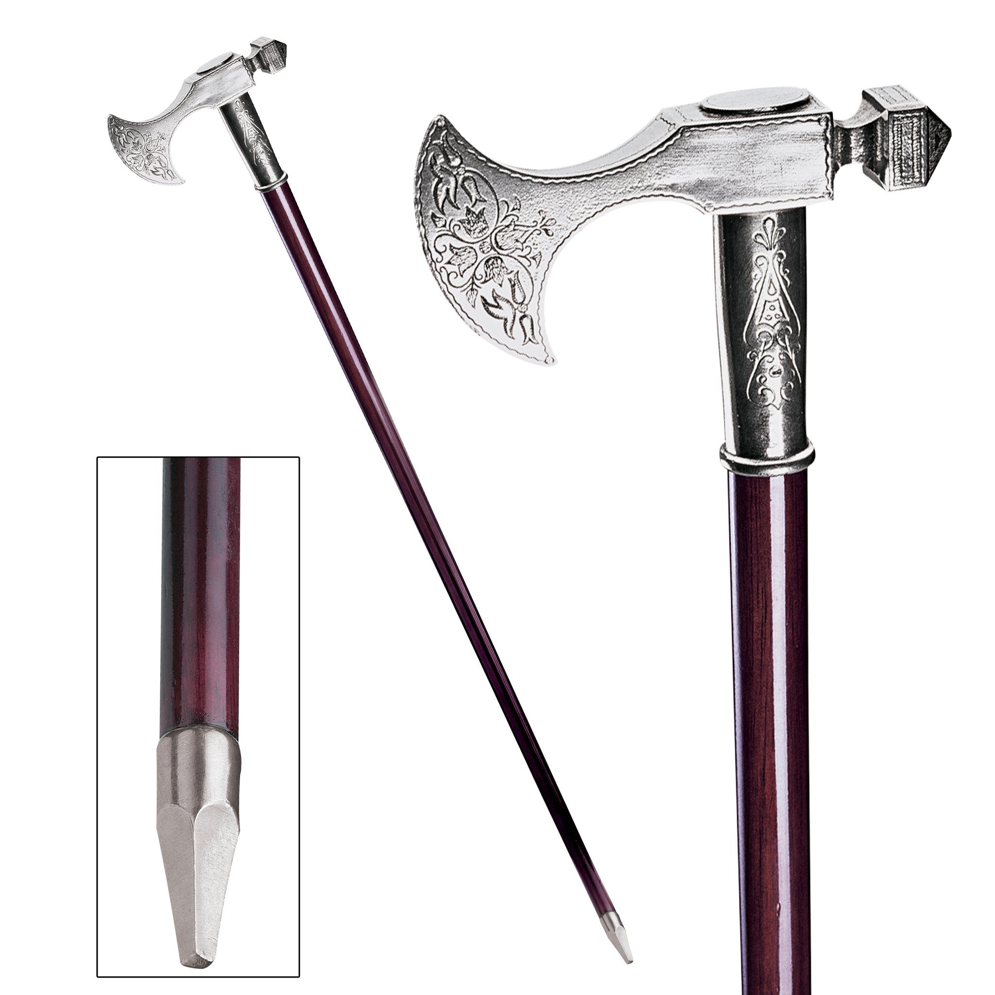 Design Toscano Pewter Walking Cane - Elegant & Durable Walking Stick for Men & Women - Perfect for Hiking, Fashion Accessory, or Collectible