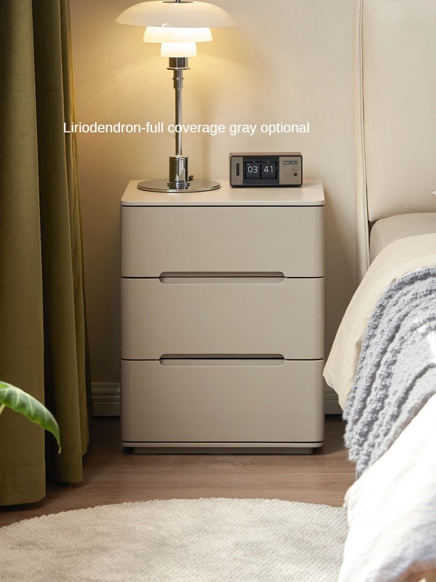 Solid Oak Wood Nightstand with 3 Drawers - Modern Light Luxury Bedside Table for Bedroom, Living Room, or Office